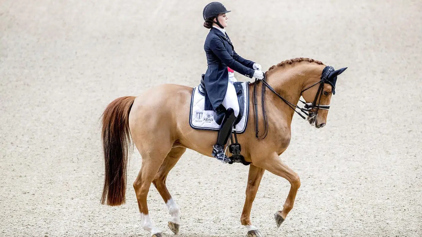 Cathrine Dufour og Cassidy til stævne i Sverige i 2018.