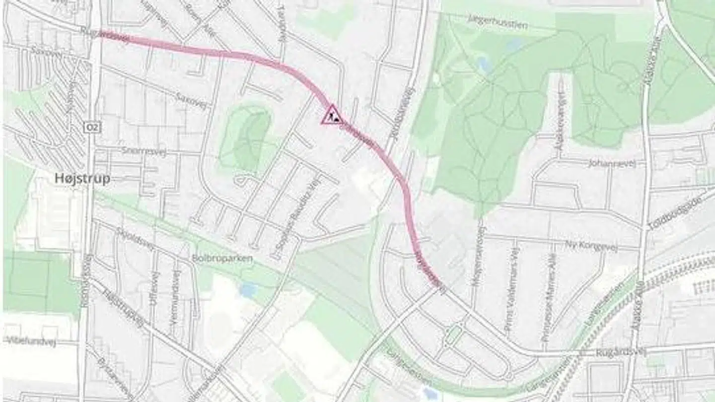 Søndag og mandag bliver Rugårdsvej delvist spærret og derfor ensrettet som følge af asfaltarbejde. Foto: Odense Kommune.