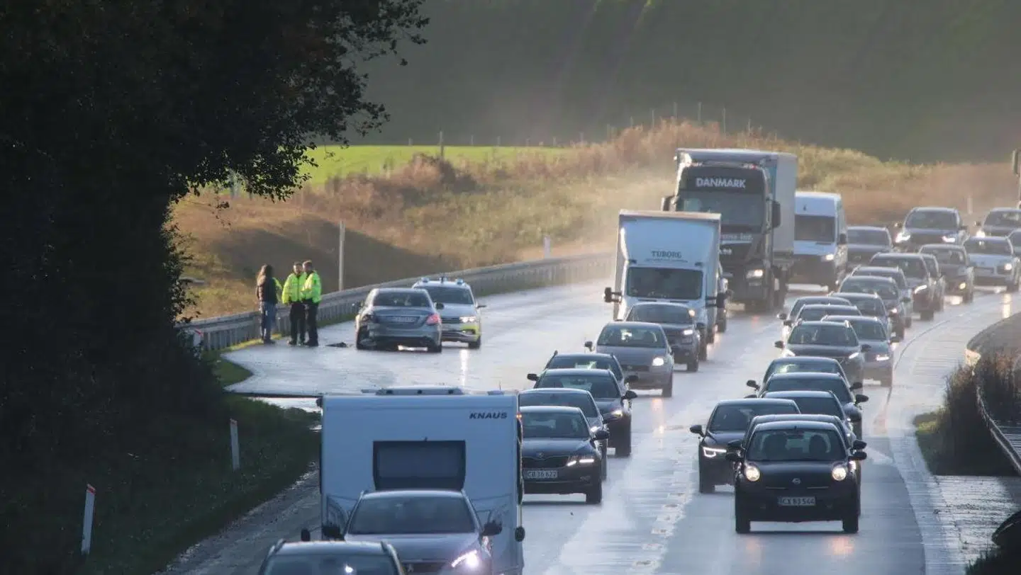 Flere uheld på Fynske Motorvej betyder lnage fredags-køer. Foto: Presse-fotos.dk.