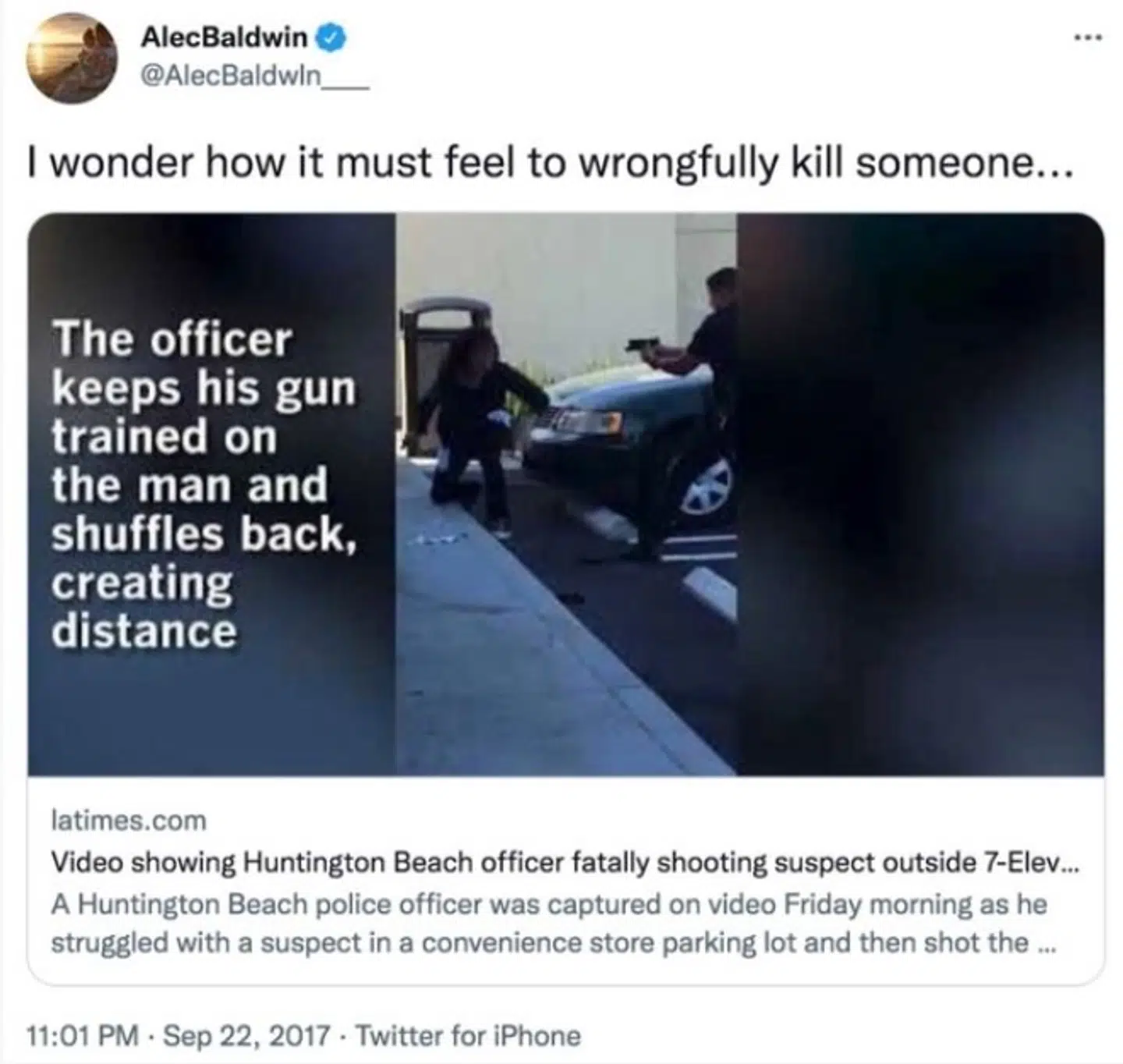 Her ses opslaget fra Alec Baldwin i 2017.