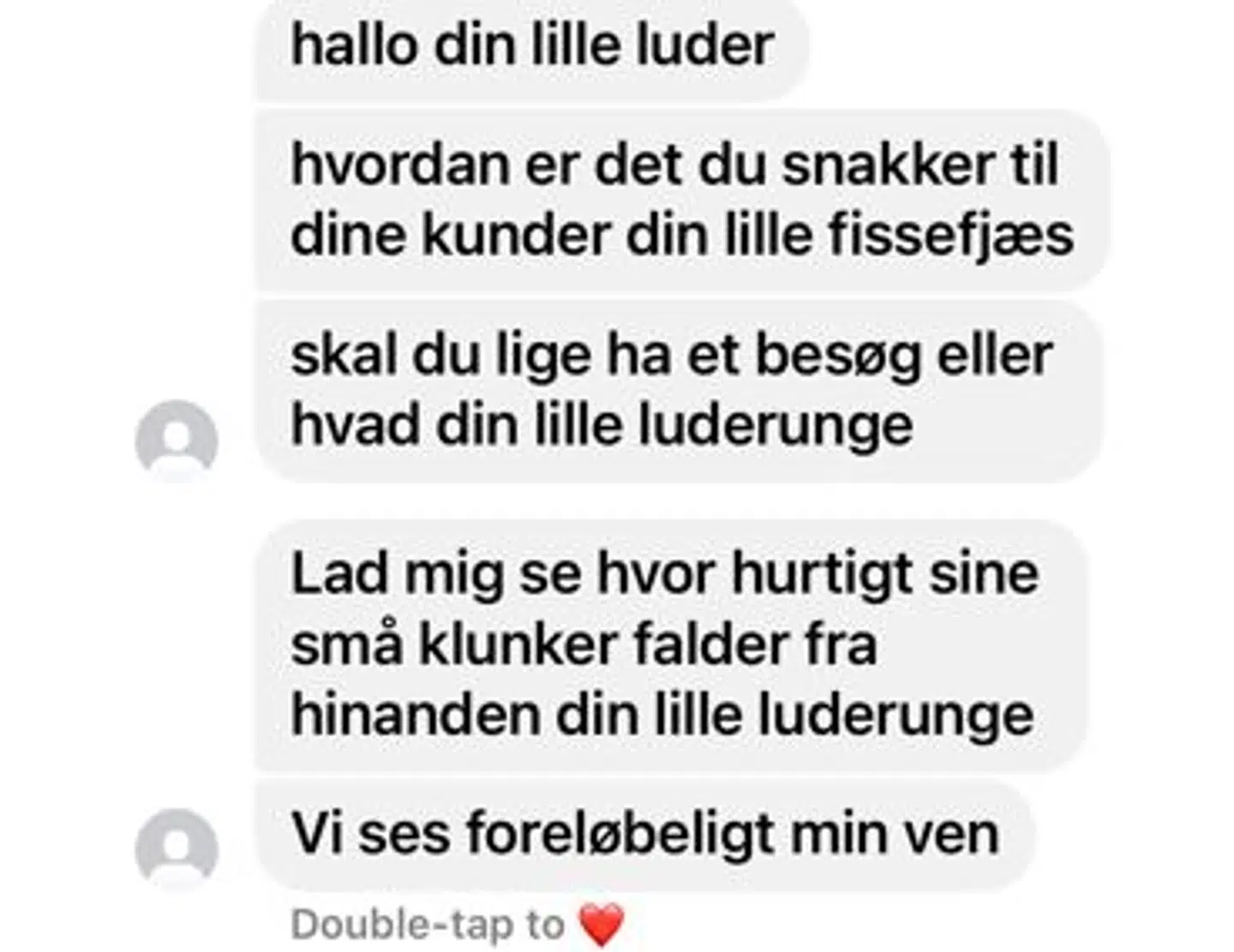 Denne besked har restaurantejeren blandt andet modtaget. Shitstormen startede den 17. oktober. Dagen efter det omstridte besøg.