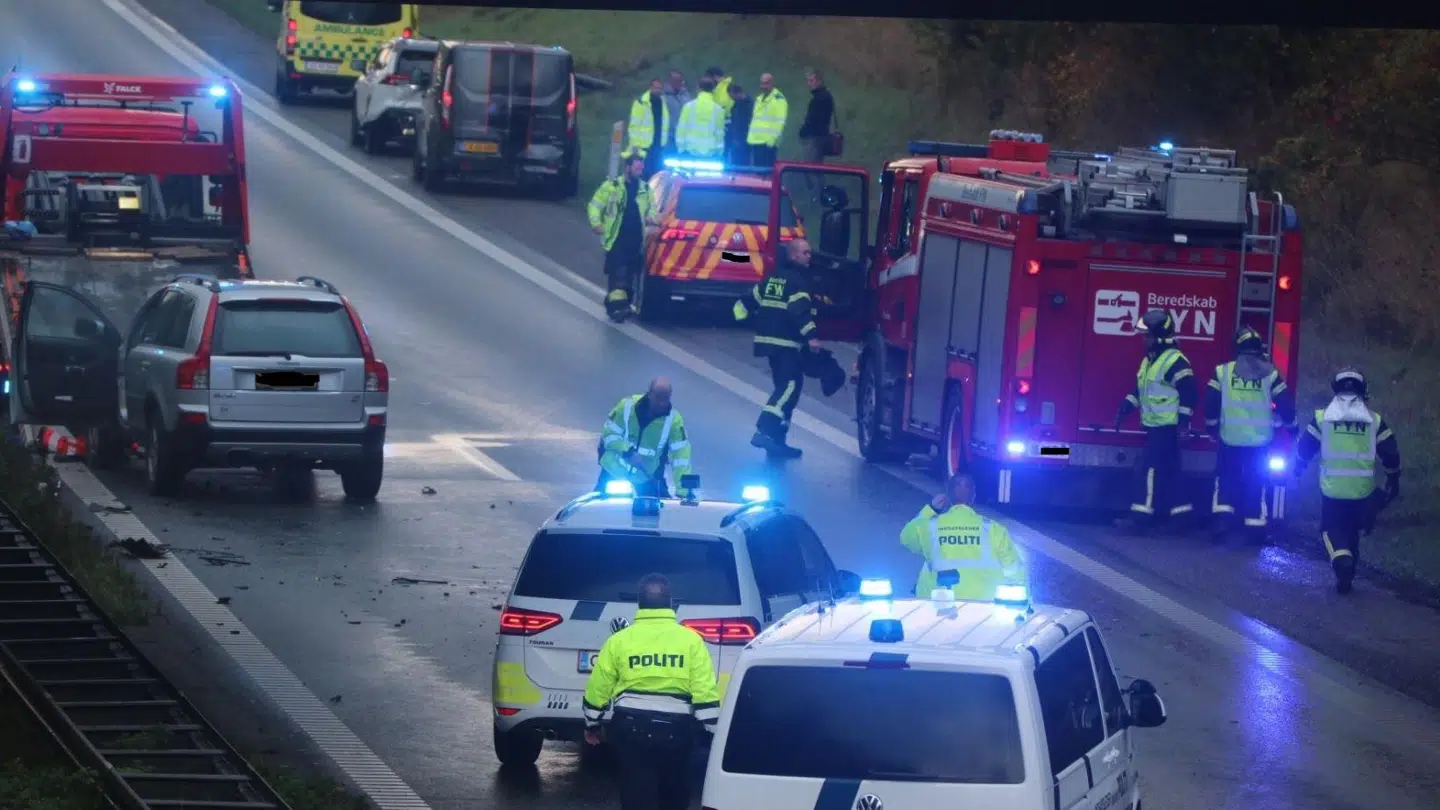 Et uheld giver lige nu kø på Fynske Motorvej. Foto: Presse-fotos.dk.
