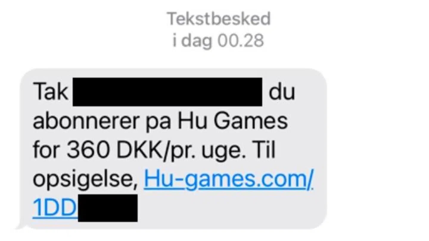 Sådan ser beskeden fra HuGames ud.