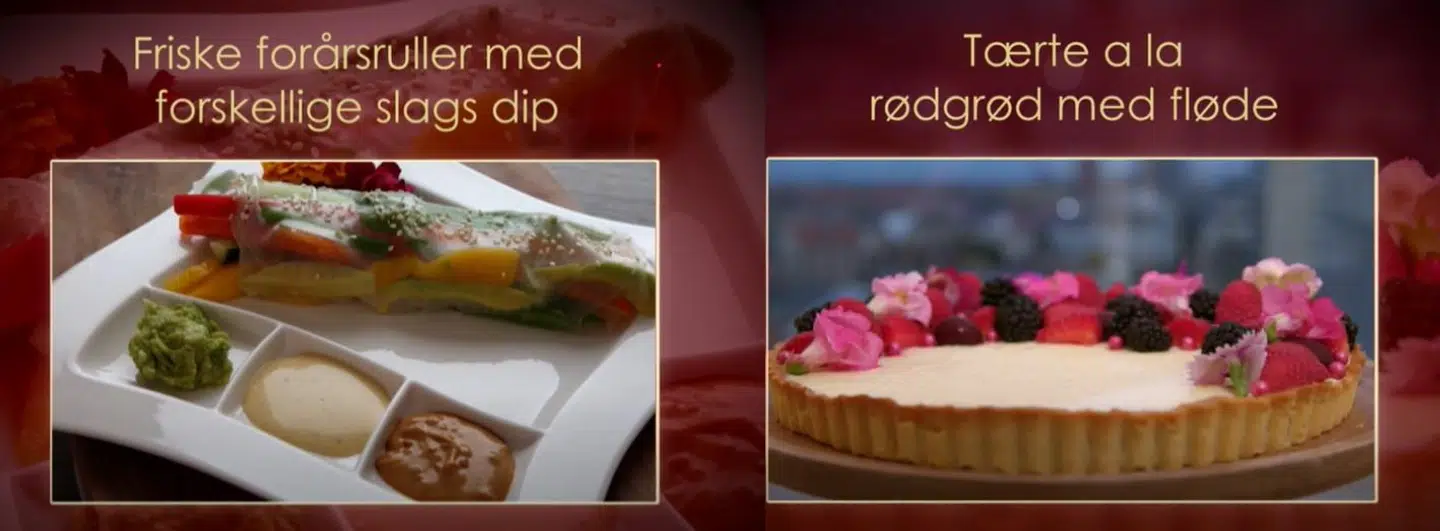 Her kan du se den forret og desserten, Morten Kjeldgaard serverede i 'Til middag hos'.