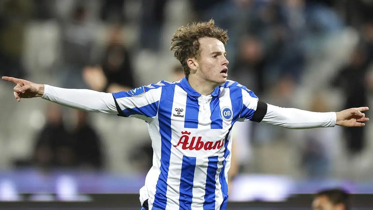 Superliga fodbold OB - Vejle Boldklub. Fredag den 1 oktober 2021, Nature Energy Park Odense. Jakob Breum Martinsen (OB - 40). (Foto: Claus Fisker/Ritzau Scanpix)