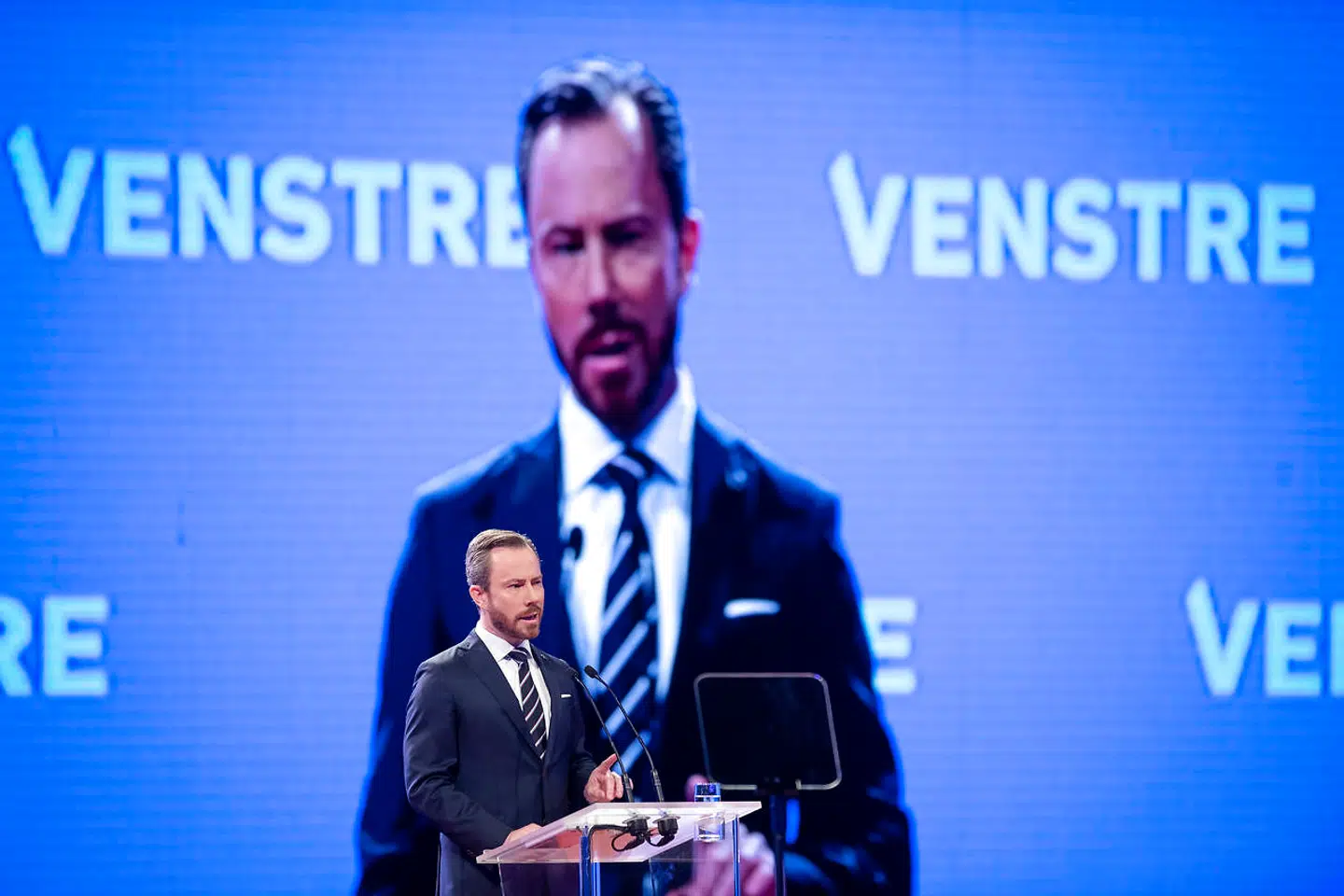 Venstre holder landsmøde i Jyske Bank BOXEN i Herning, lørdag den 9. oktober 2021. Formand Jakob Ellemann-Jensen taler til Venste's landsmøde.. (Foto: Bo Amstrup/Ritzau Scanpix)
