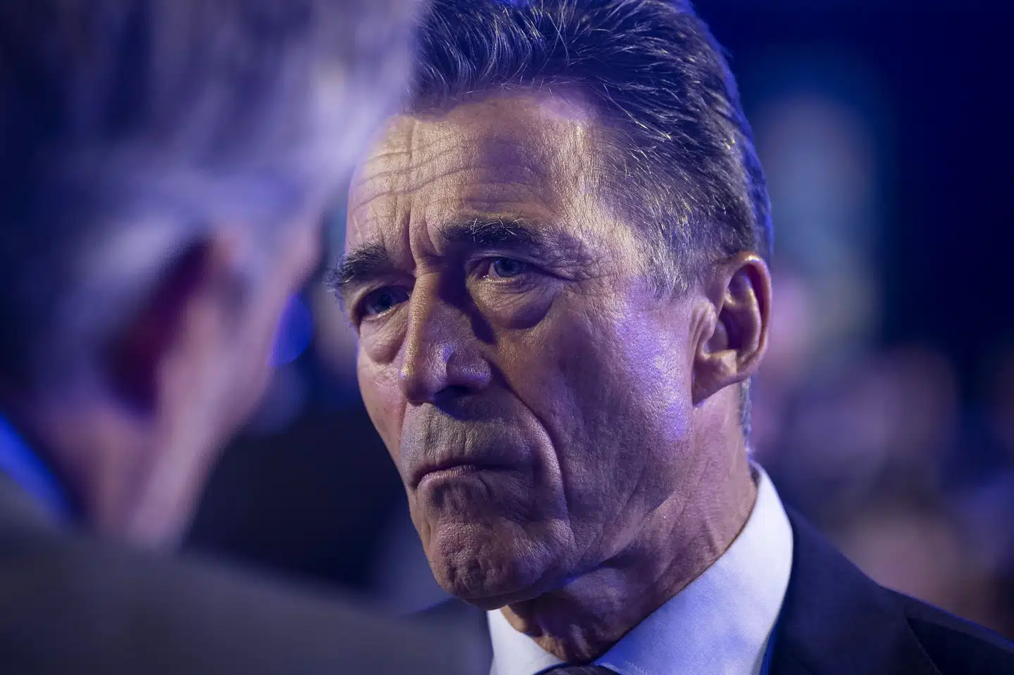 Tidligere statsminister for Venstre og forhenværende generalsekretær for Nato, Anders Fogh Rasmussen, ønsker forsvarsbudgettet øget med 14 milliarder kroner. Det siger han på Venstres landsmøde. Bo Amstrup/Ritzau Scanpix