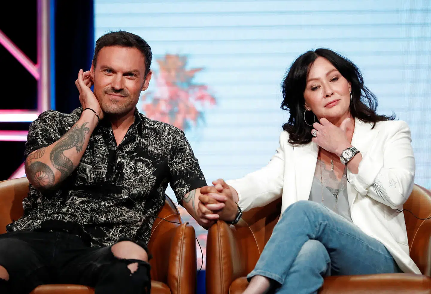 Shannen Doherty med Brian Austin Green til 'Beverly Hills'-genforeningen i 2019.