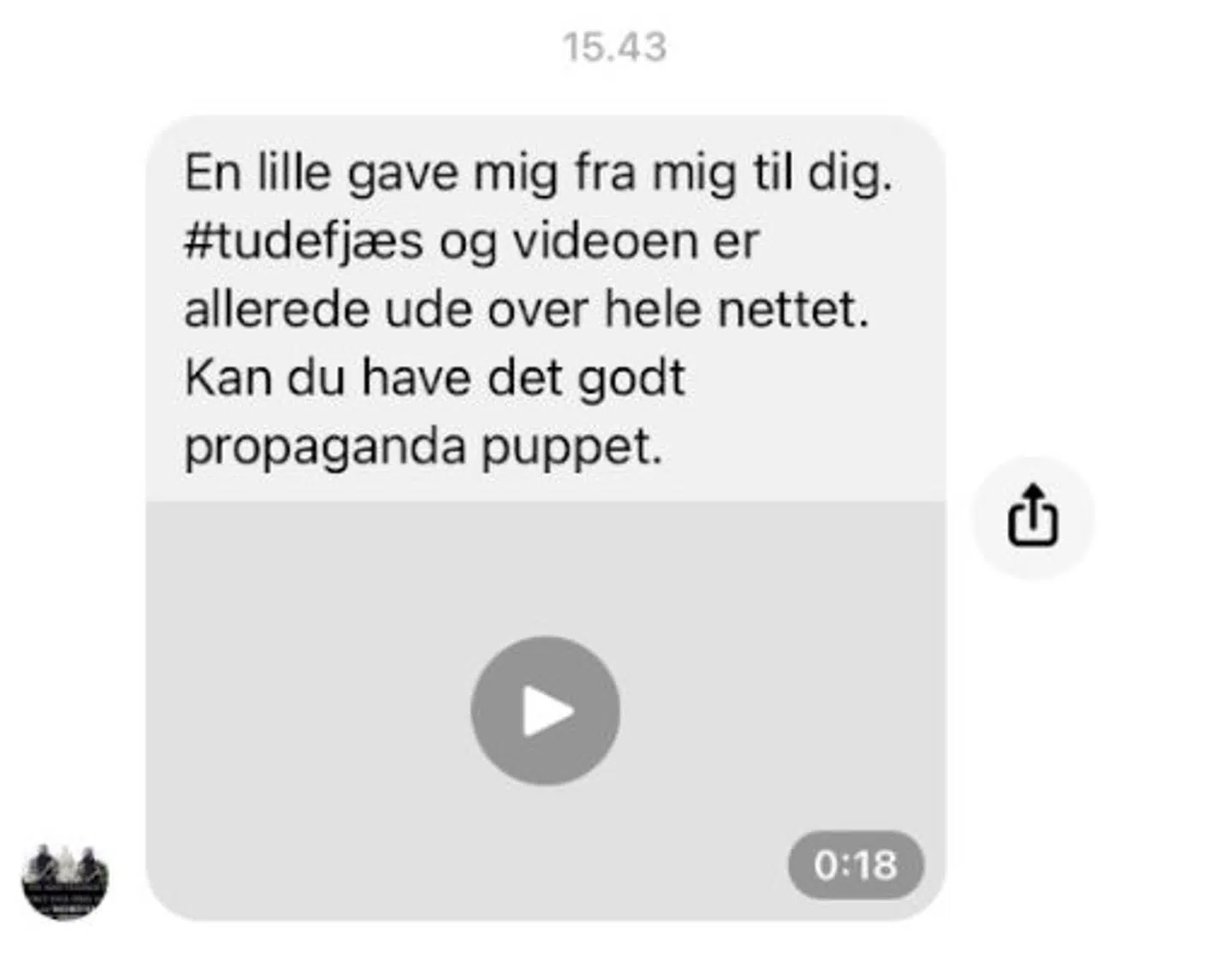 Sådan ser en af beskederne, sendt til Sanne Fahnøe, ud.