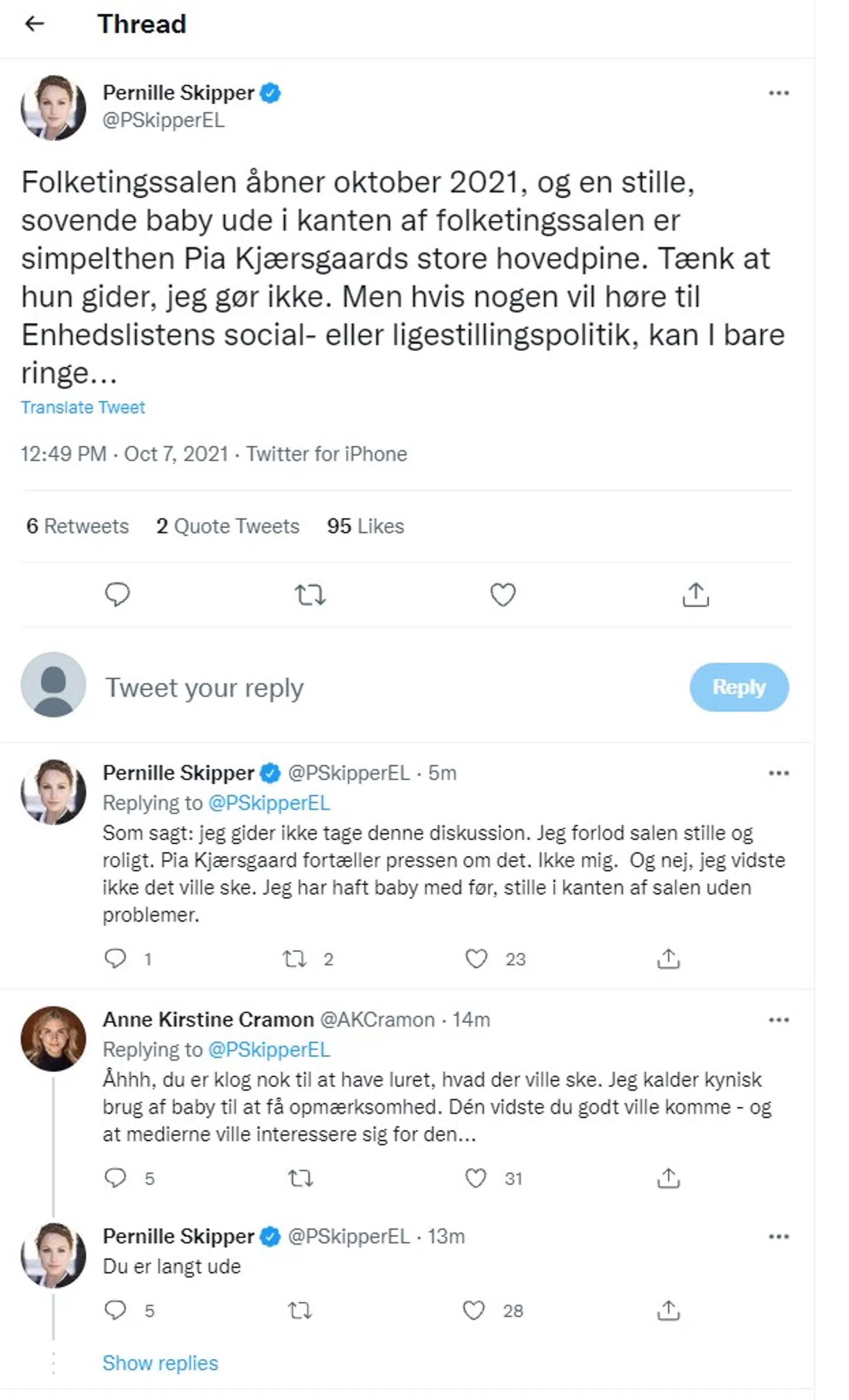 Ordudvekslingen mellem Anne Kirstine Cramon og Pernille Skipper.