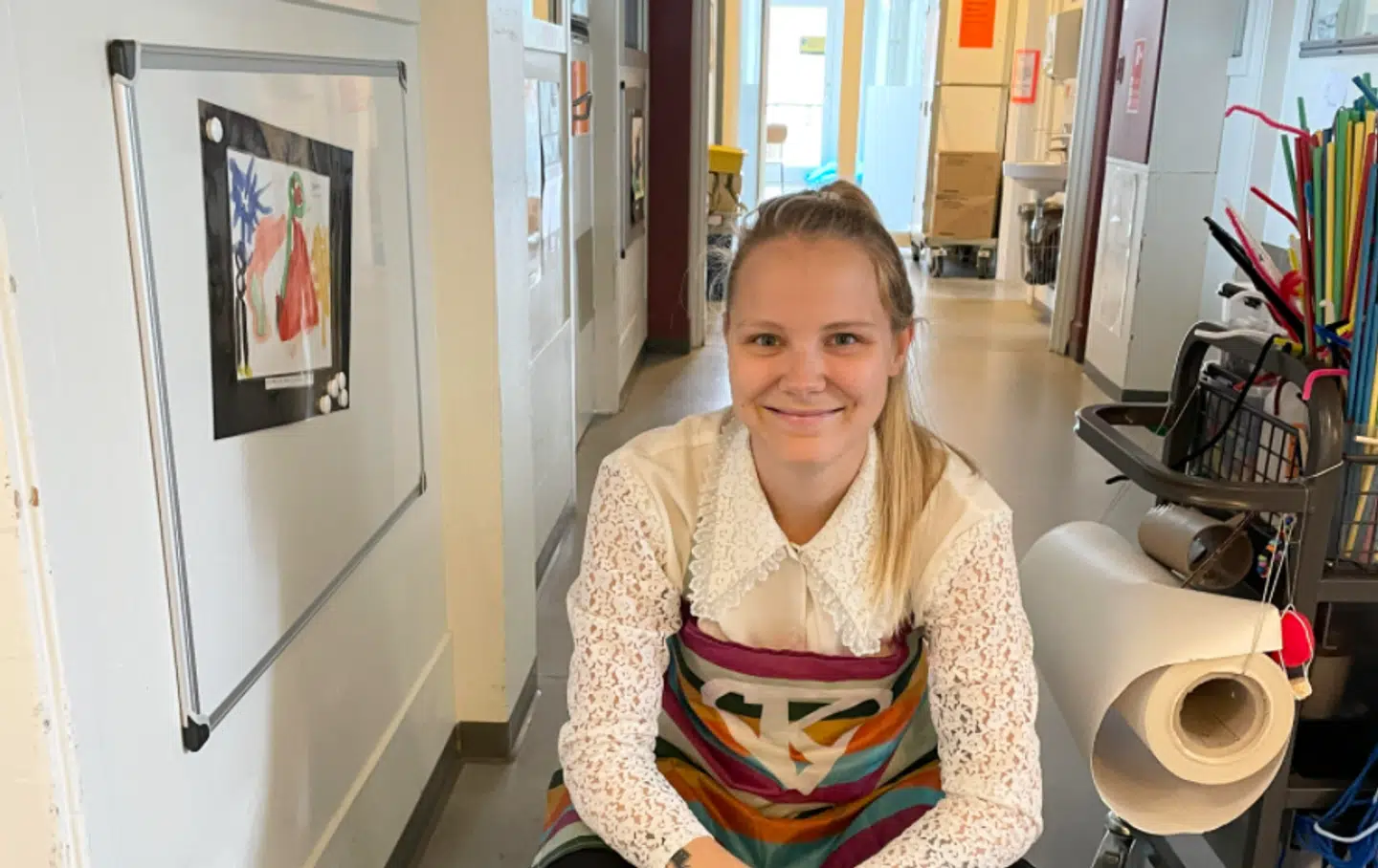 Lise Vandborg på hospitalsgangene.