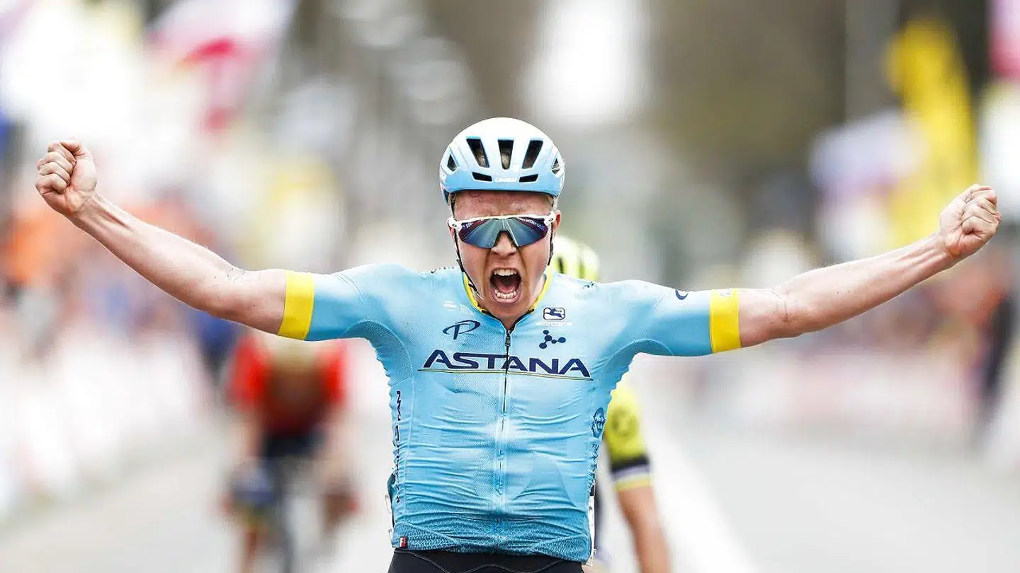 Sådan så det ud, da Michael Valgren vandt Amstel Gold Race 15. april 2018. Hans næste sejr kom først ved Giro della Toscana 15. september i år.