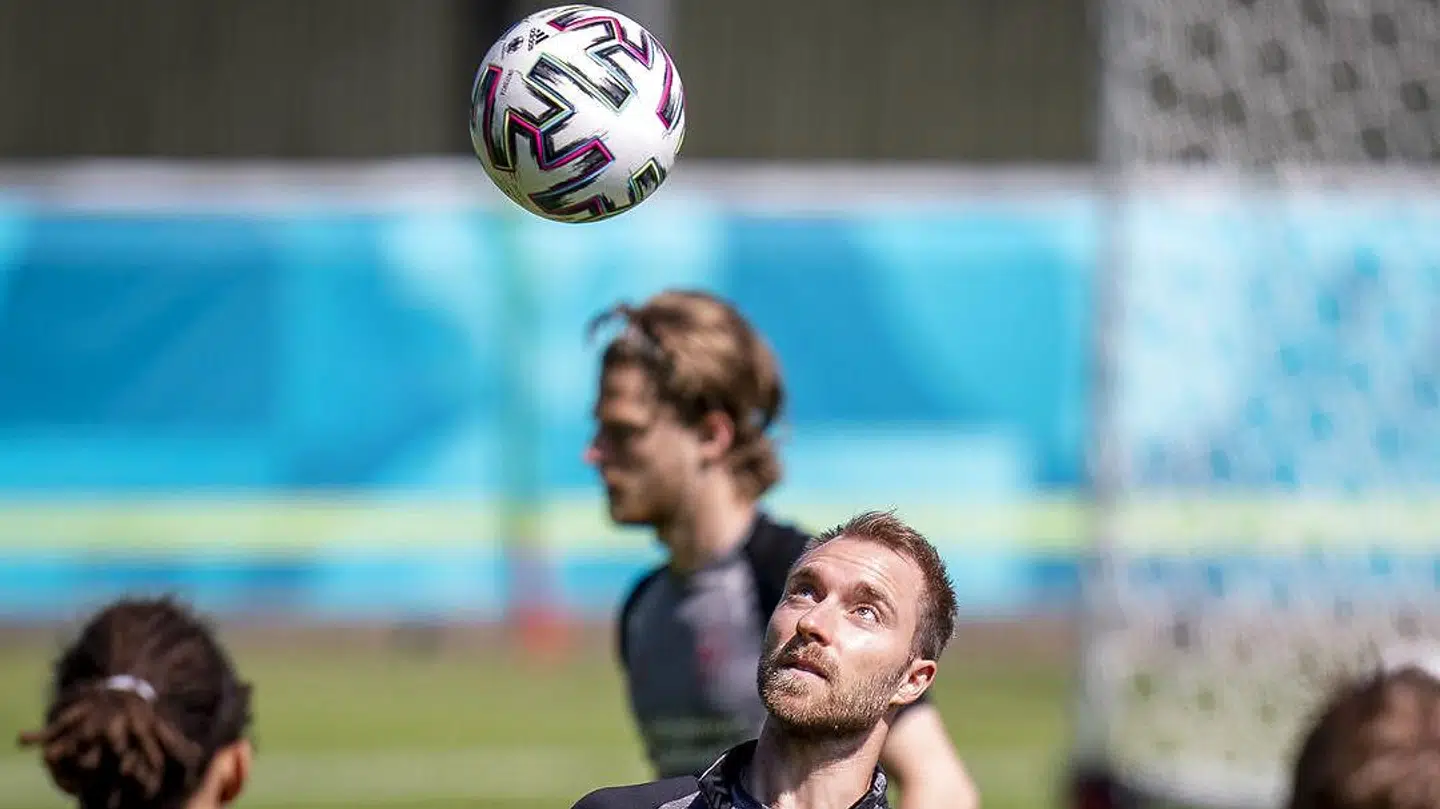 Den lokale fodboldhelt Christian Eriksen til træning op til EM 2020 (Photo: Liselotte Sabroe / Ritzau Scanpix)