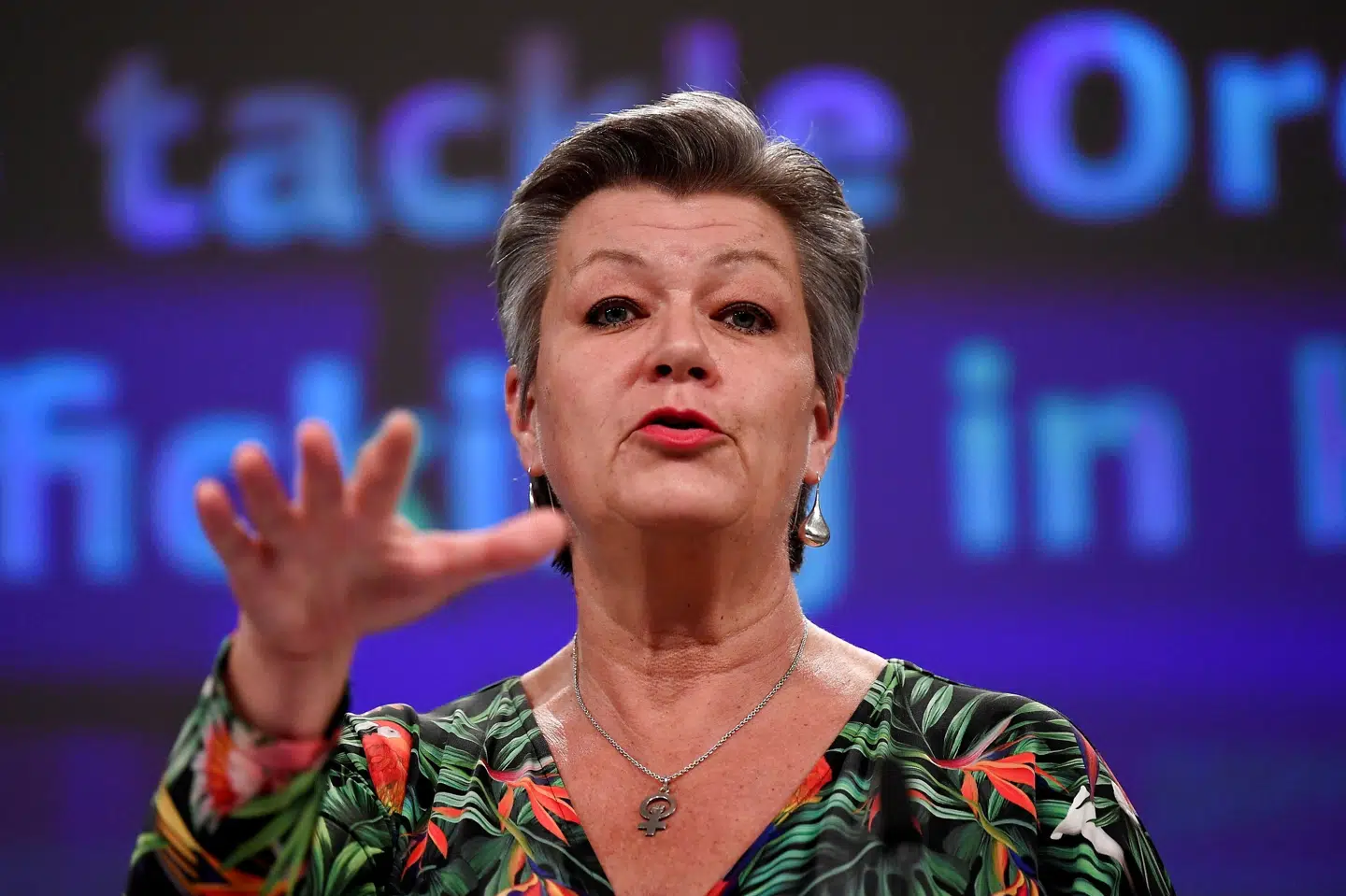 EU-kommissær Ylva Johansson kritiserer aggressiv fremfærd fra Hviderusland. (Arkivfoto.) Pool/Reuters