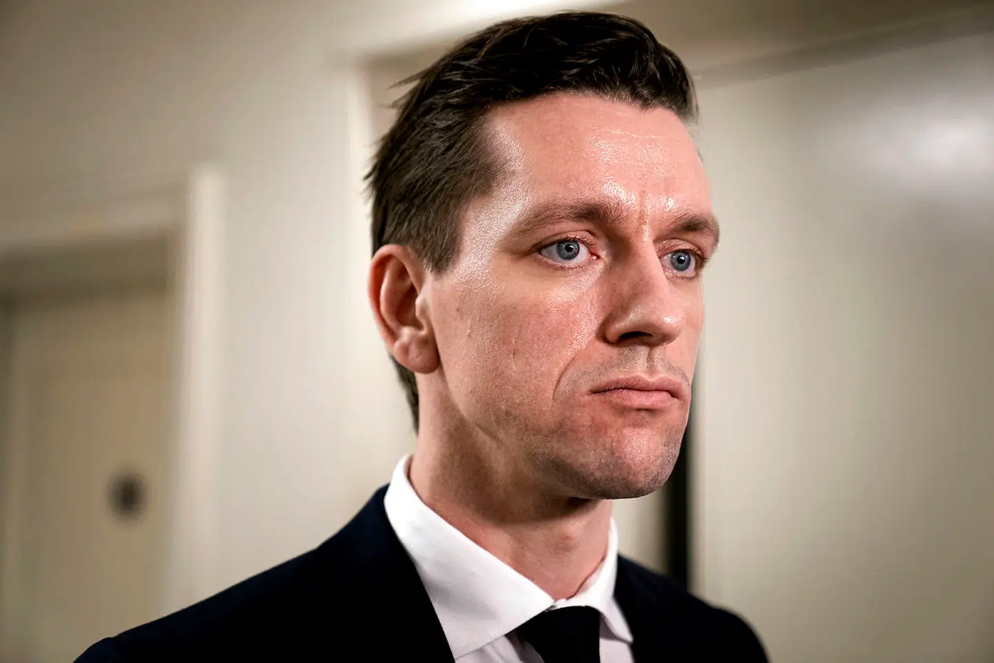 Boligminister Kaare Dybvad afholder doorstep om aftale vedrørende boligreguleringslovens § 5, stk. 2 i Boligministeriet i København, torsdag den 30. januar 2020. Regeringen har torsdag aften indgået en boligaftale, der indfører en karensperiode på fem år, før man må sætte lejen op efter renovering af lejeboliger. (Foto: Ida Guldbæk Arentsen/Scanpix 2020)