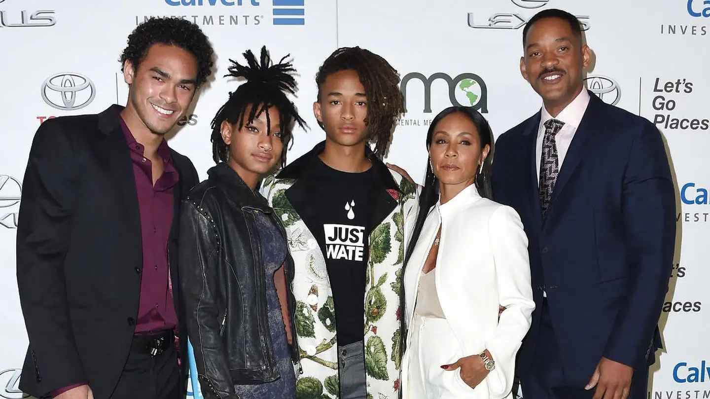 Trey Smith, Willow Smith, Jaden Smith, Jada Pinkett Smith og Will Smith.