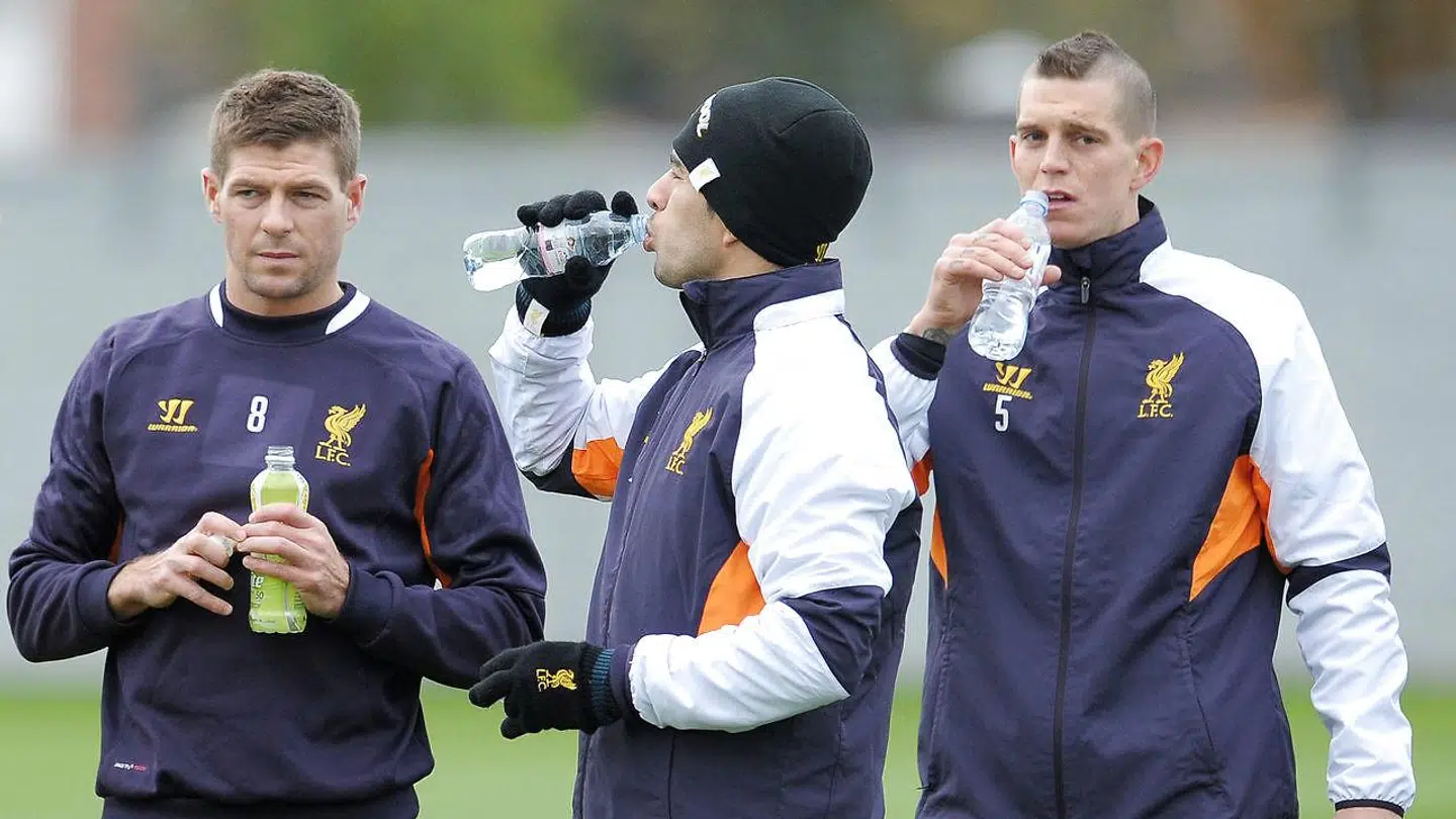 Steven Gerrard (tv.), Luis Suarez (i midten) og Daniel Agger i Liverpool-dagene.