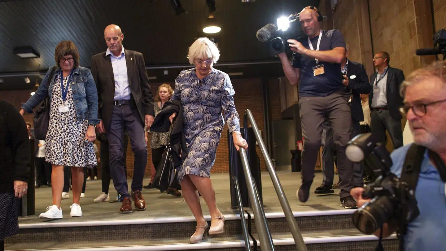 Pia Kjærsgaard ankommer til årsmødet. Dansk Folkeparti holder årsmøde i MCH Herning Kongrescenter lørdag den 18. september 2021.