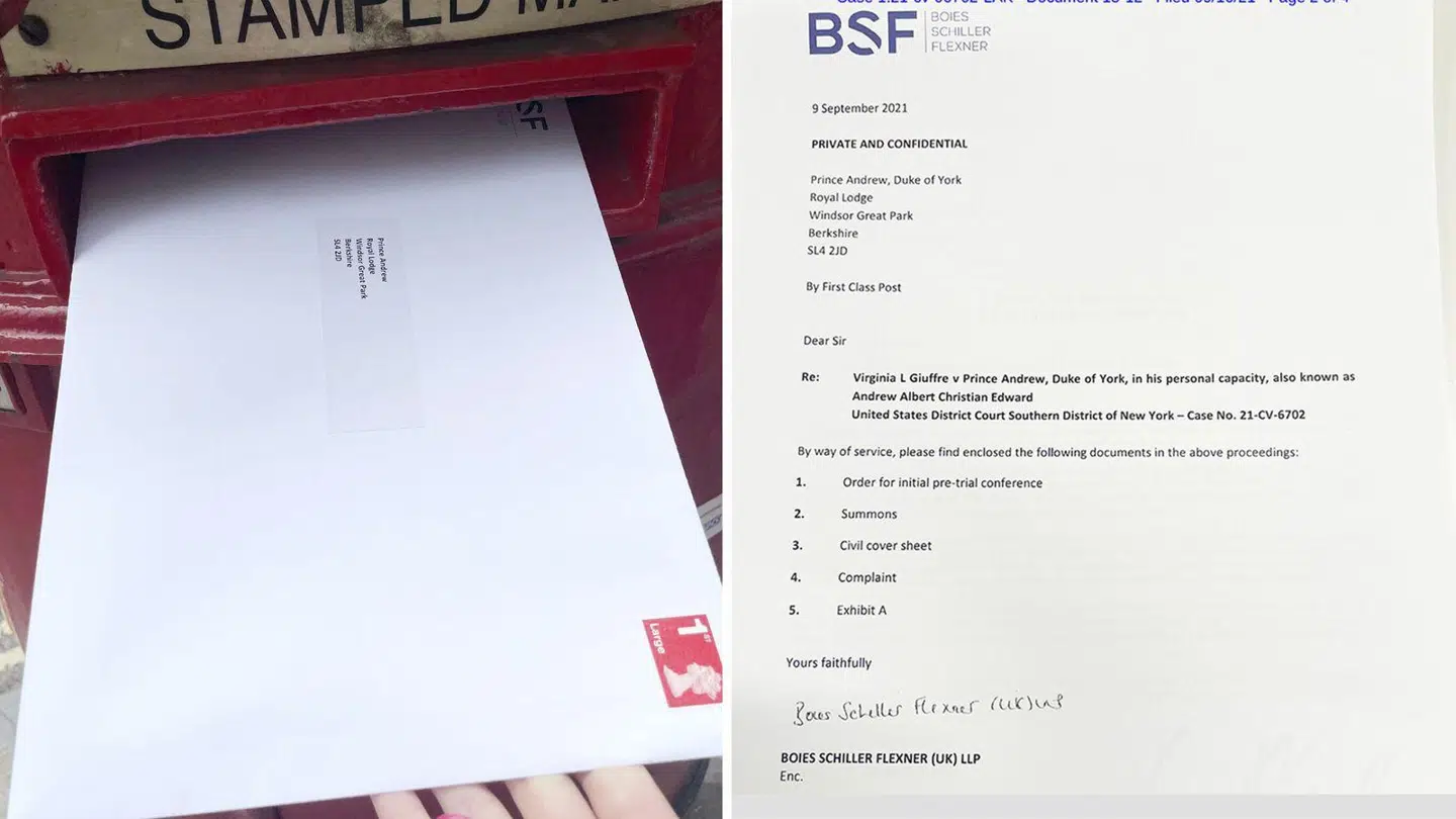 Her er brevet, der er blevet sendt til Prins Andrew.