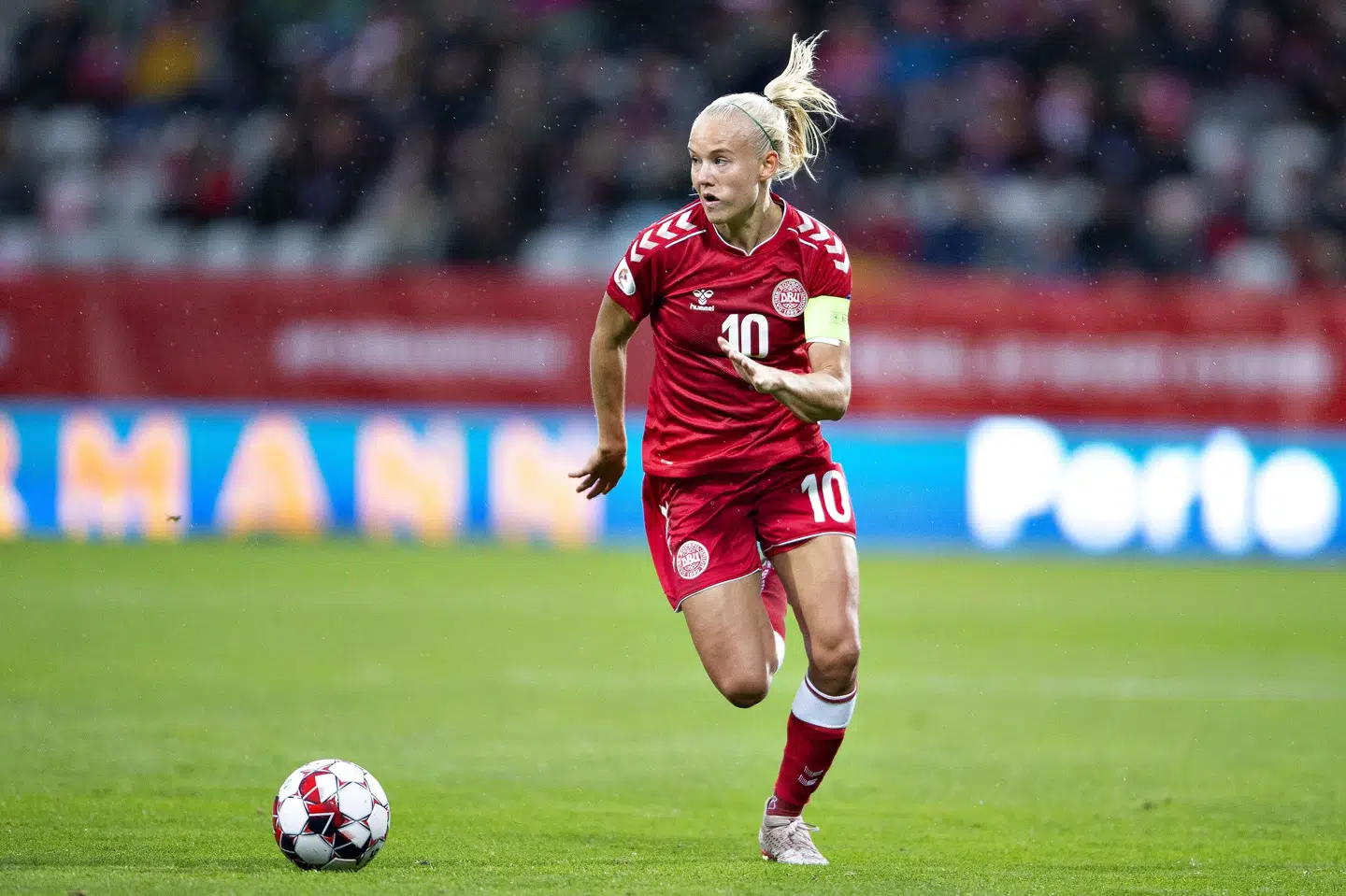 Pernille Harder kan kalde sig alletiders mest scorende landsholdsspiller efter sin fuldtræffer mod Malta. (Arkivfoto) Henning Bagger/Ritzau Scanpix