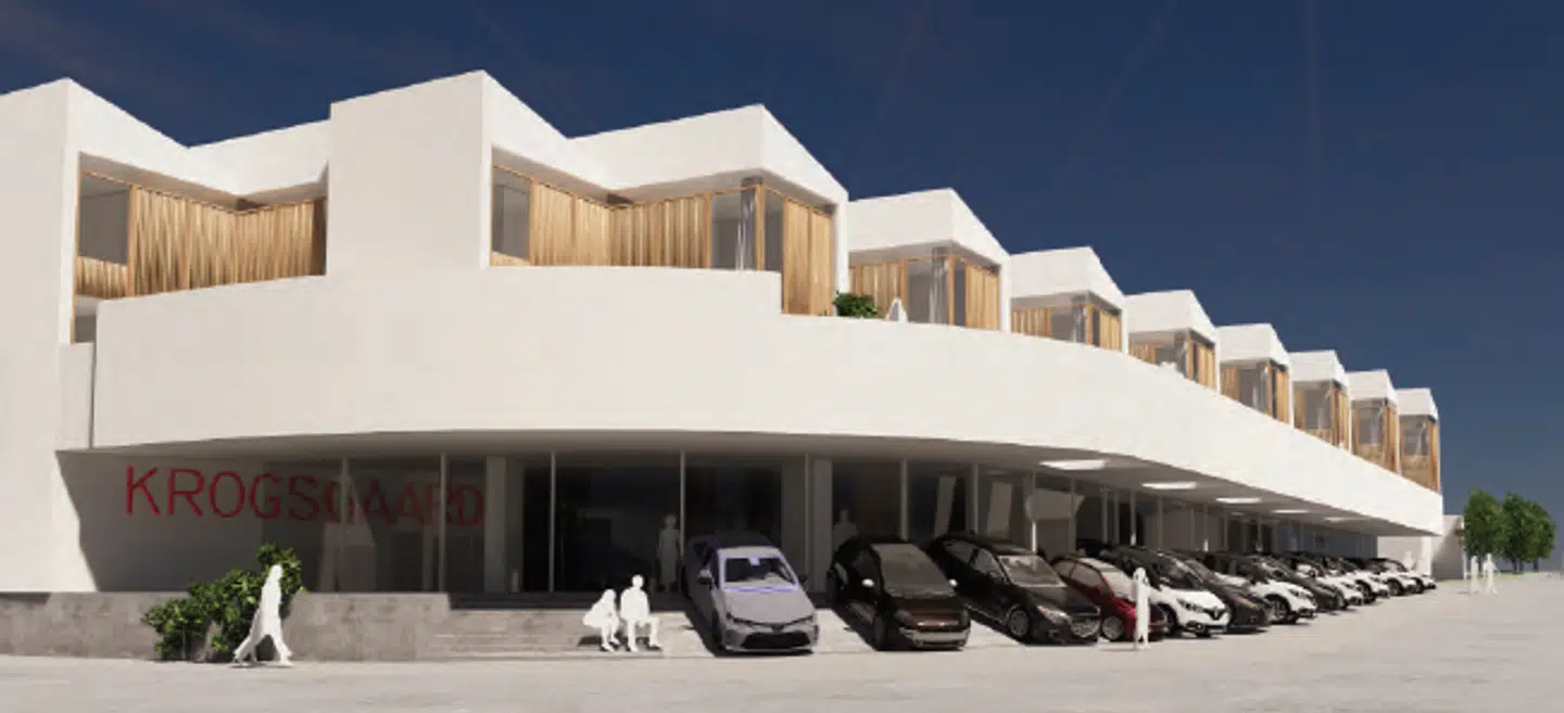 623 borgere har i skrivende stund skrevet under og udtrykt deres modstand mod udvidelsen af den eksisterende bilforhandler. Foto: KHR Arkitekter/Aktindsigt i 'forslag til bebyggelse på Brogårdsvej 44 og 48,' Gentofte Kommune