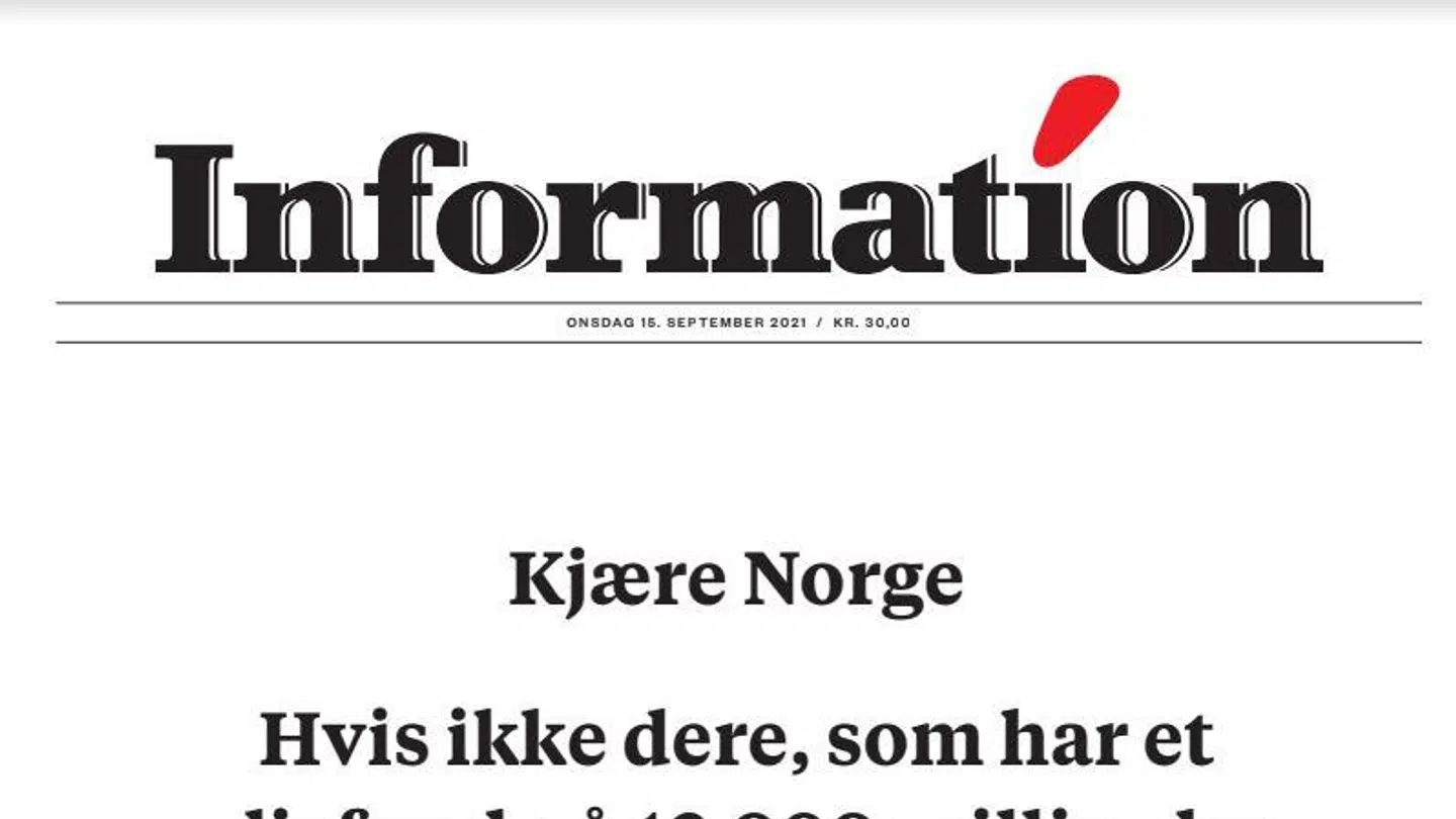 Denne forside fra Information har skabt en del debat. Foto: Information