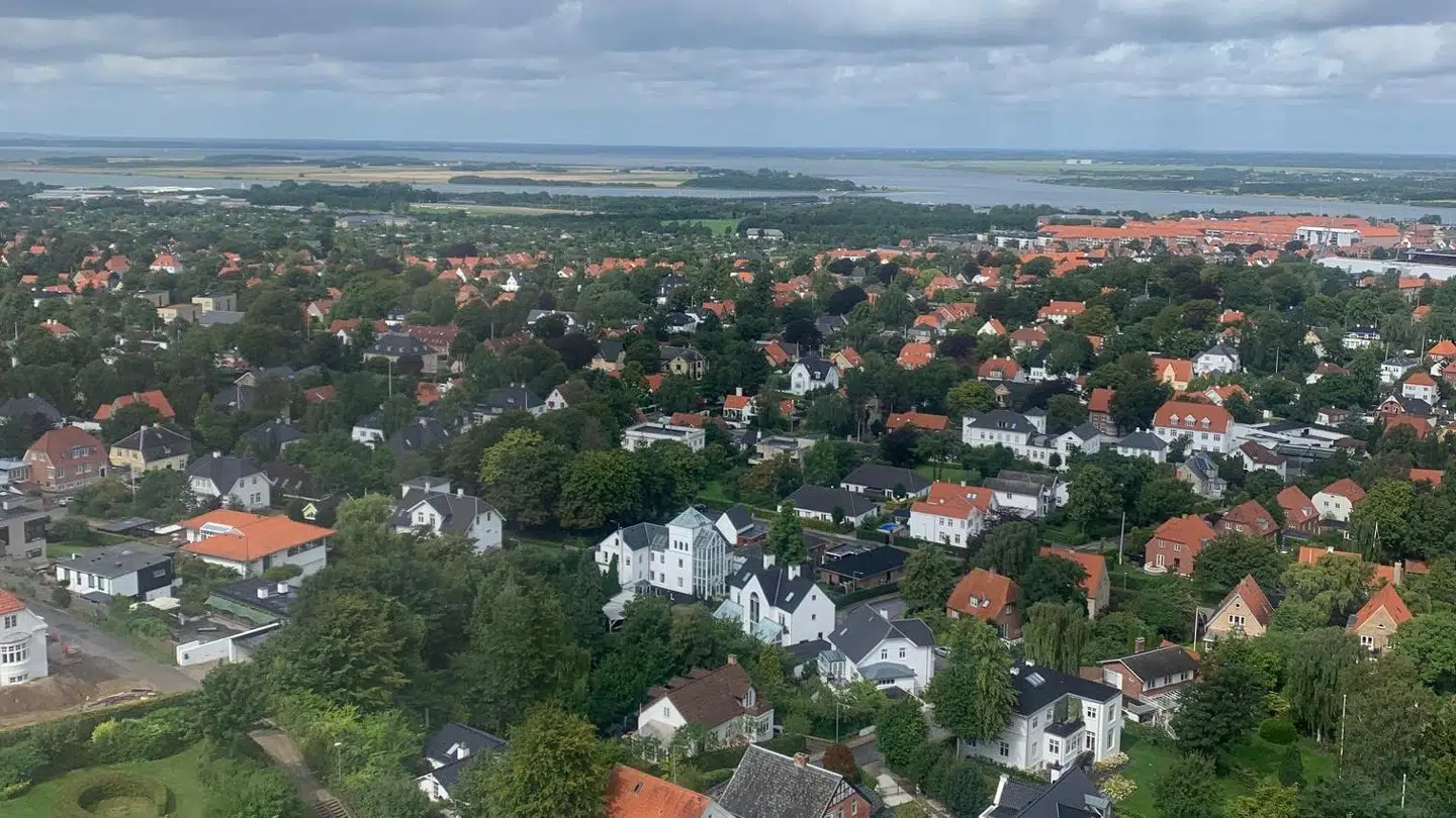 Udsigten fra toppen af Skovbakkevej.