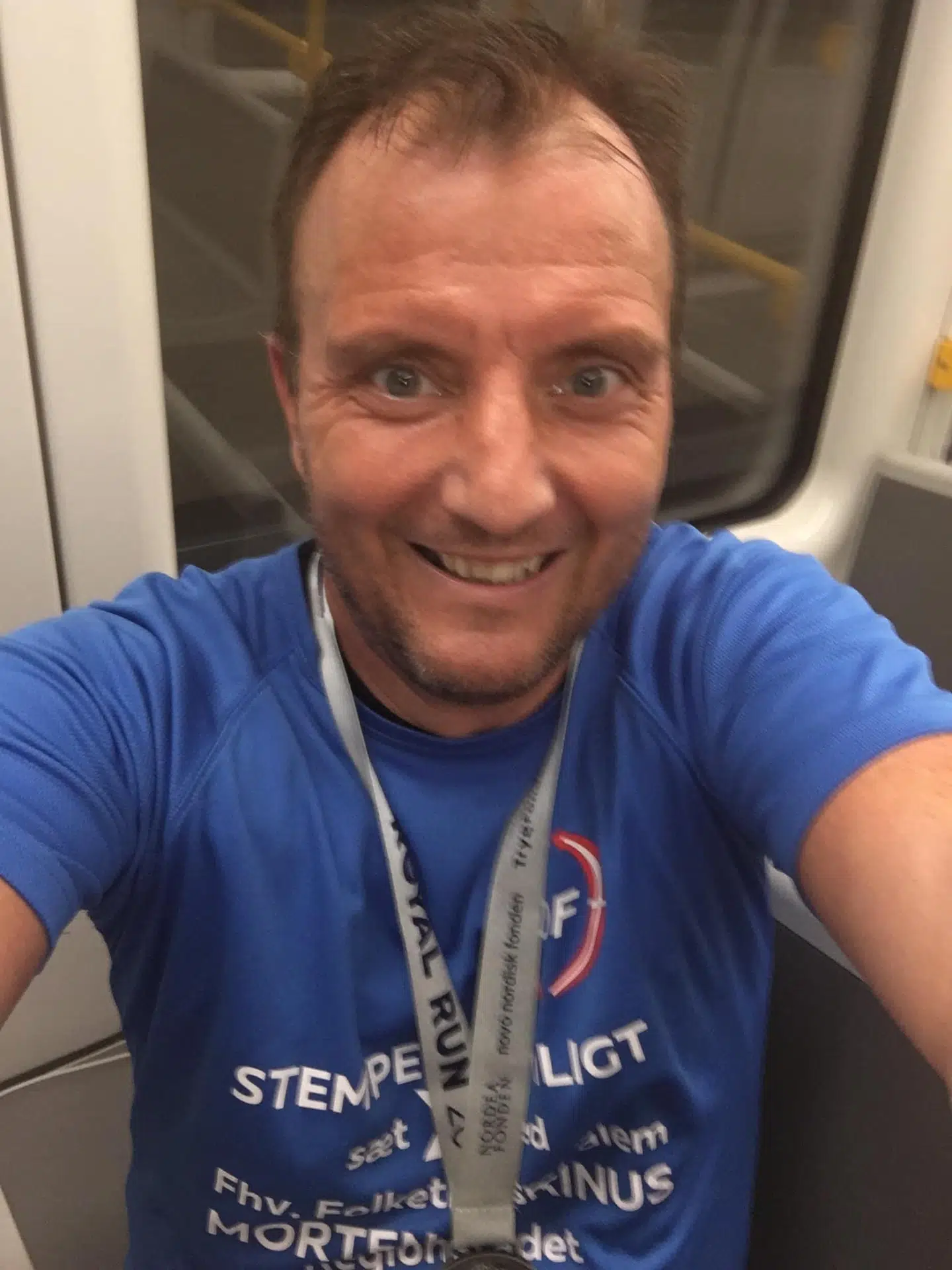 På trods af den uheldige oplevelse, var Morten Marinus (DF) en glad mand efter Royal Run. Privatfoto.