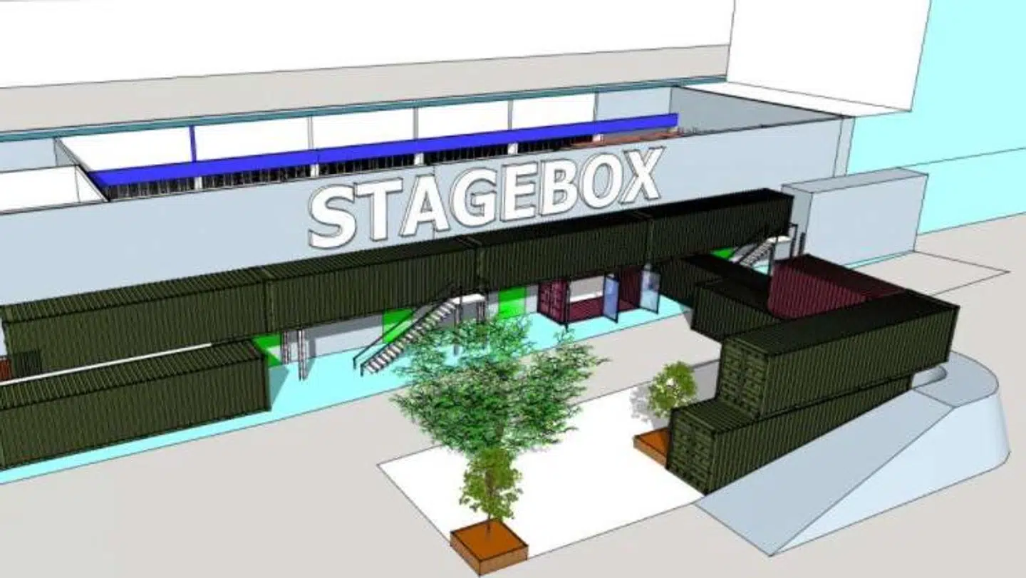 Illustration af indgangen til Stagebox der åbner på Refshaleøen til november.