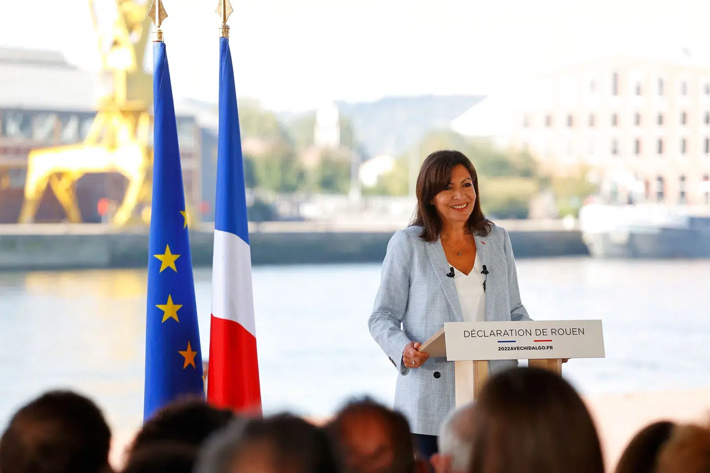 Ved et pressemøde i Rouen i Normandiet meldte Anne Hidalgo sig officielt som kandidat. Thomas Samson/Ritzau Scanpix