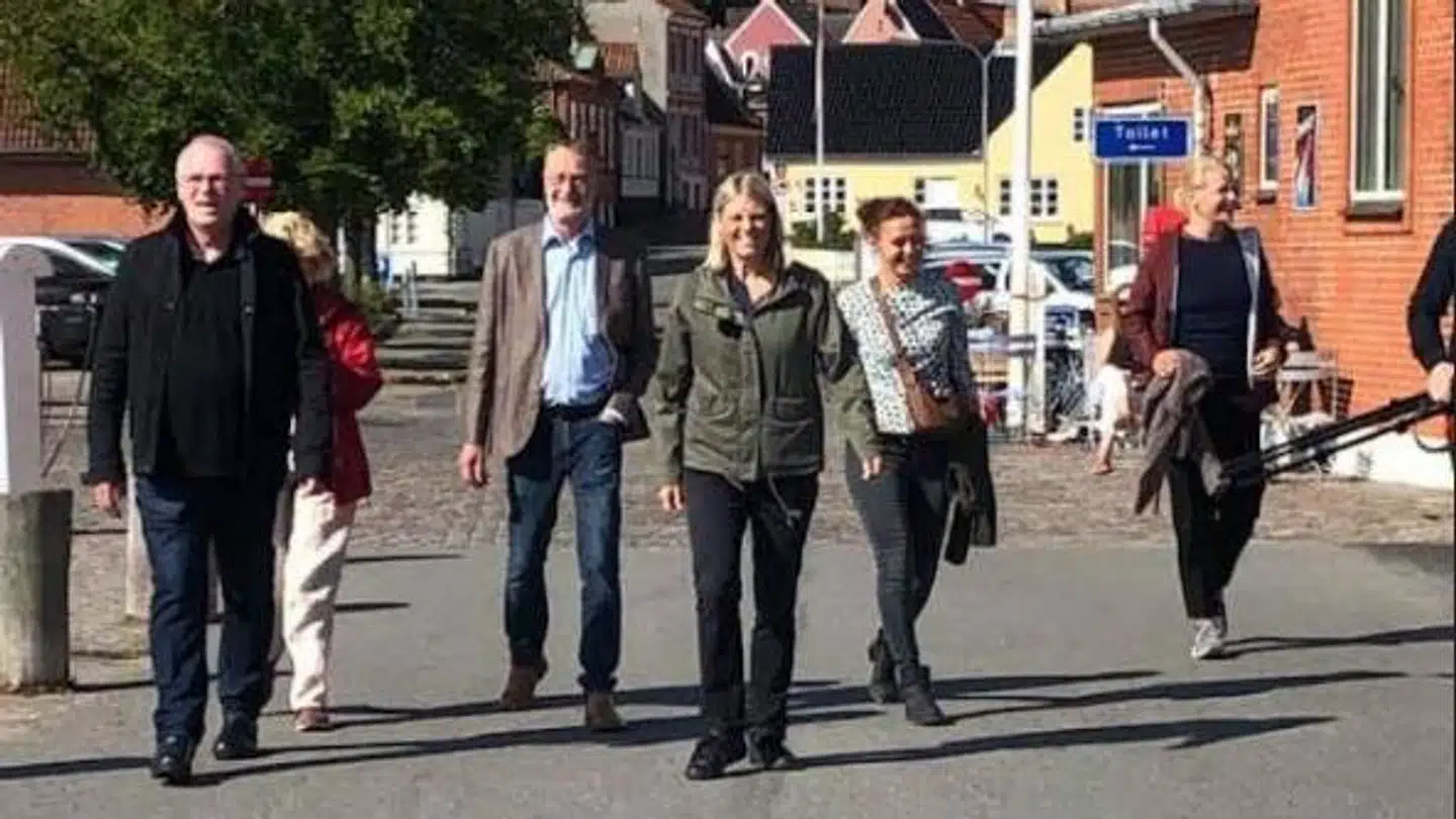 Trine Bramsen på Ærø 15. august 2021, hvor hun besøgte borgmester Ole Wej Petersen.