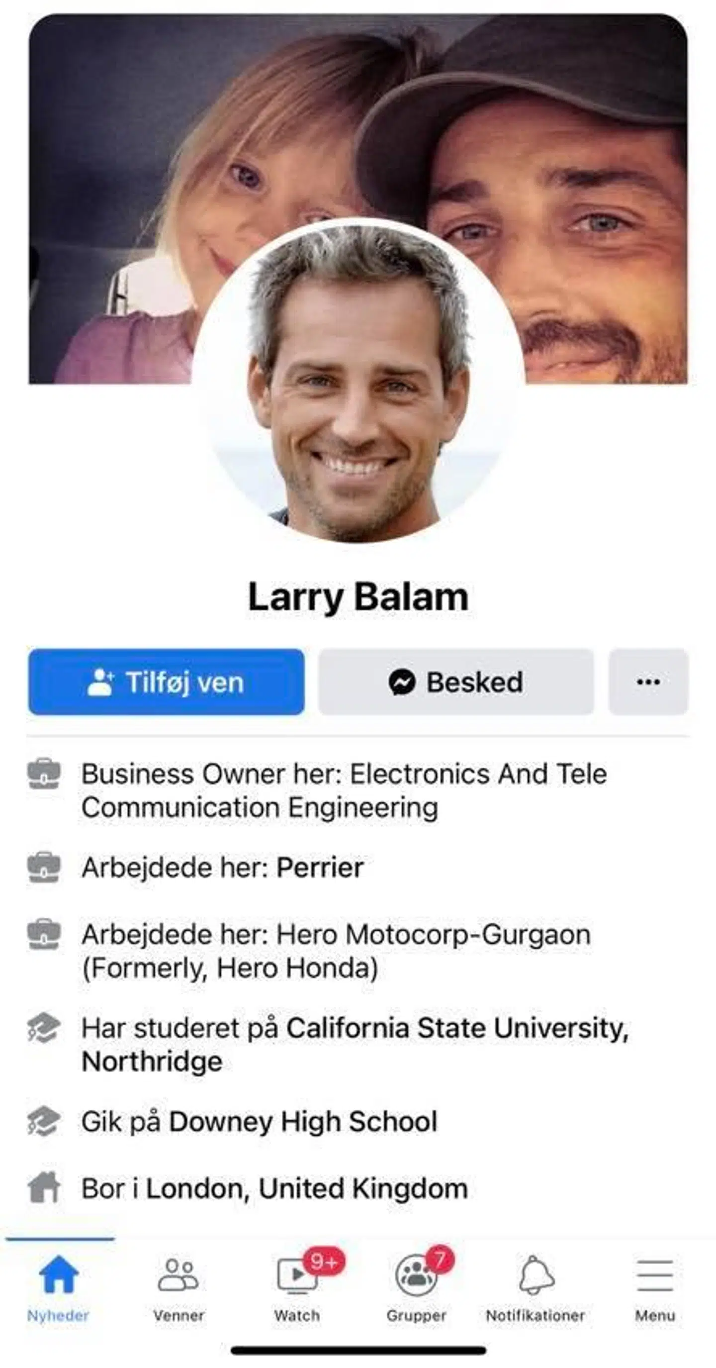 Den falske profil brugte billeder af både Oliver Bjerrehuus og hans datter.