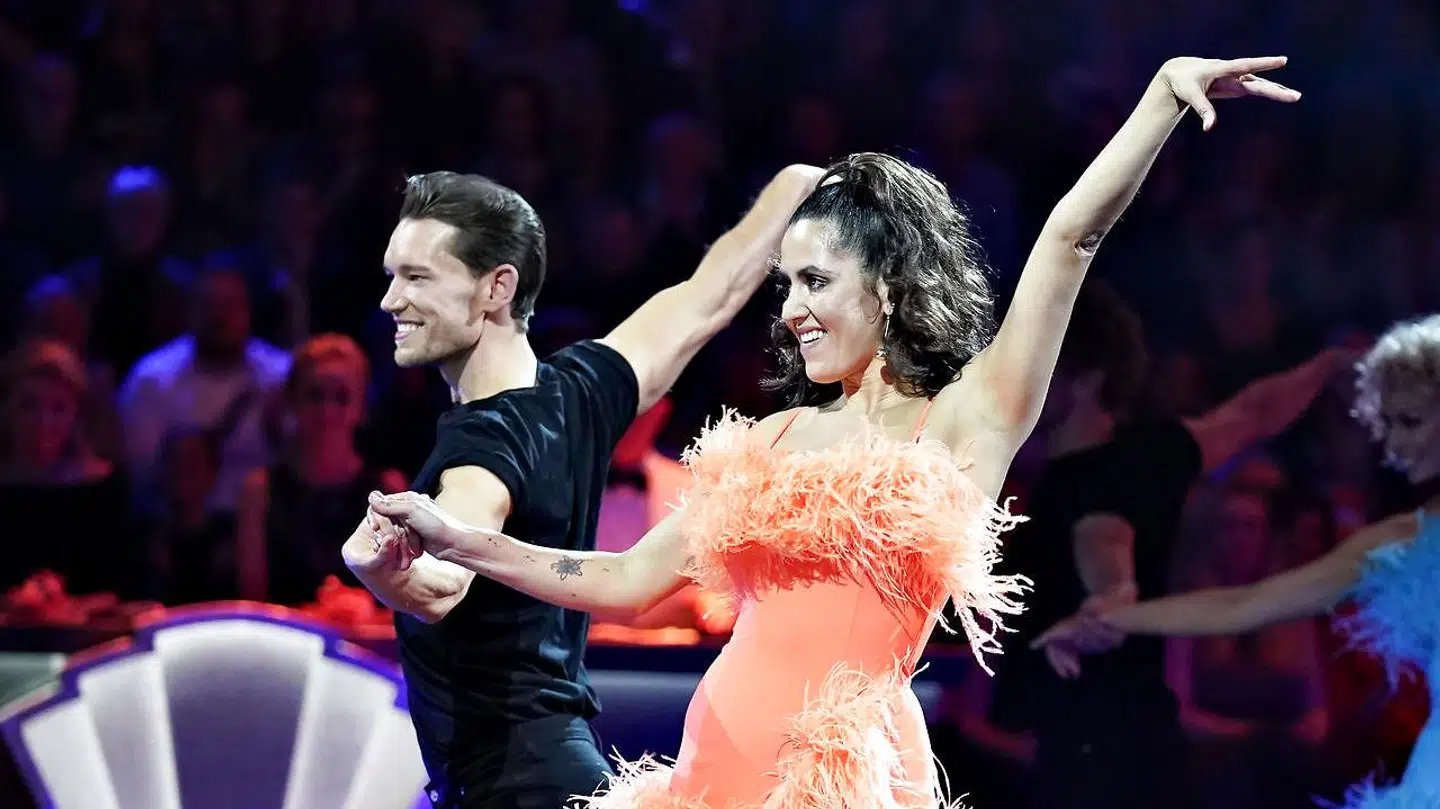 Coco O. og Morten Kjeldgaard ses her ved finalen i "Vild med dans" i november 2019.