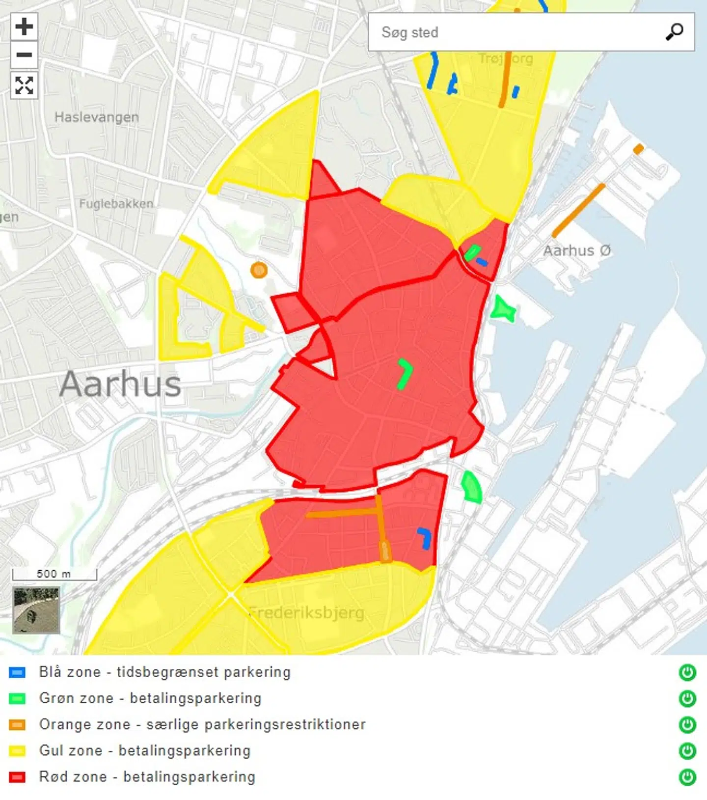 Parkeringsoverblik over Aarhus.