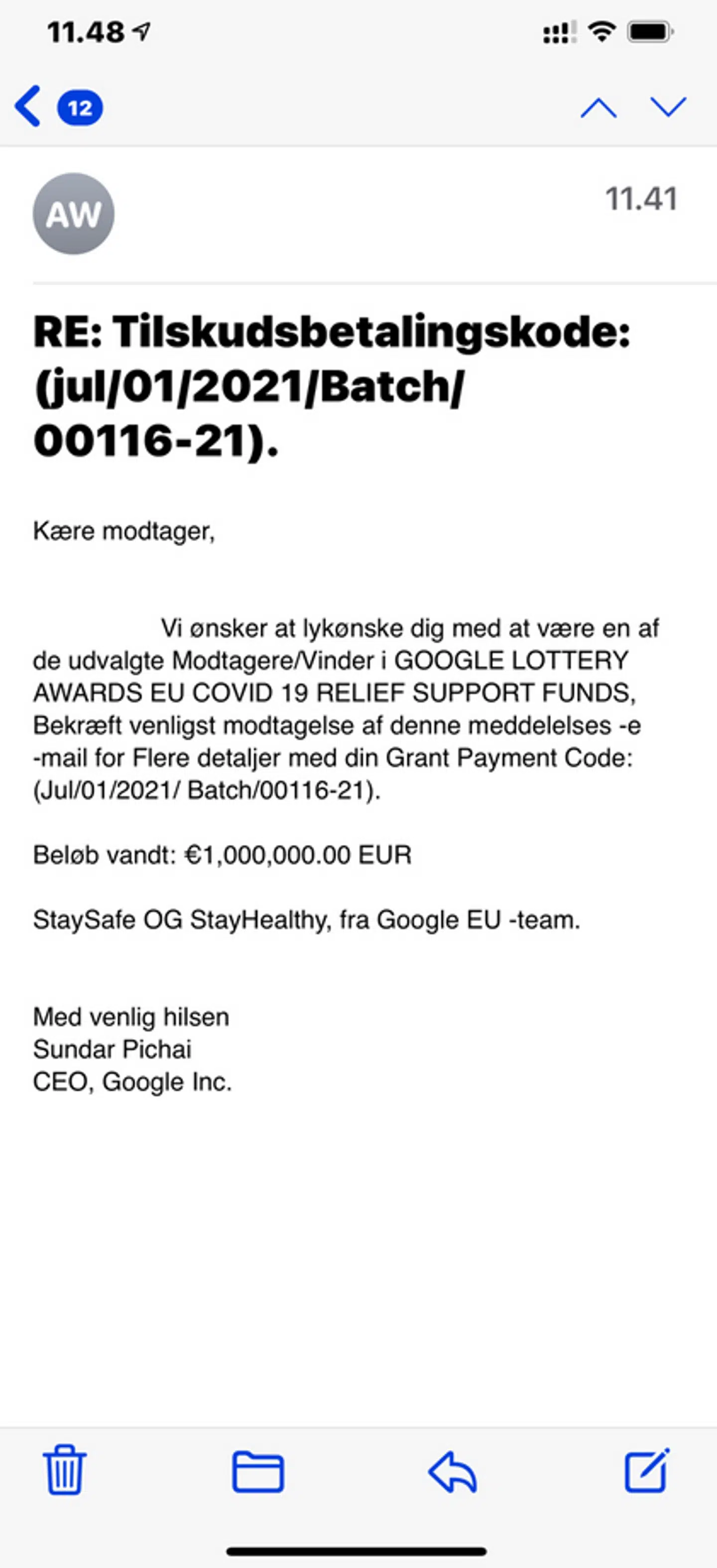 Modtager du denne mail, så slet den.