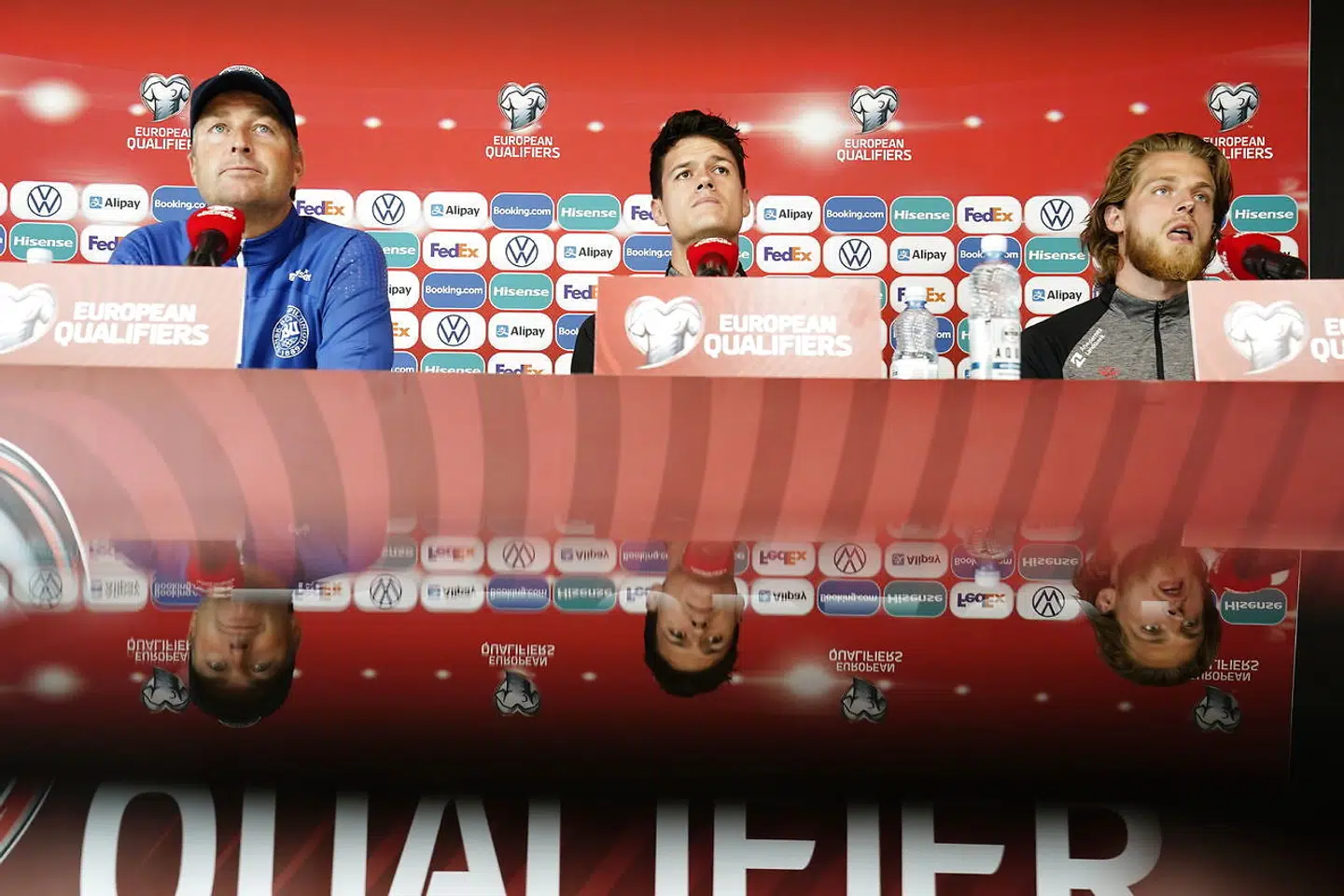 Det danske fodboldlandshold holder pressemøde og træner inden VM-kvalifikationskampen mod Færøerne, Torsvøllur stadion i Thorshavn, fredag den 3. september 2021.