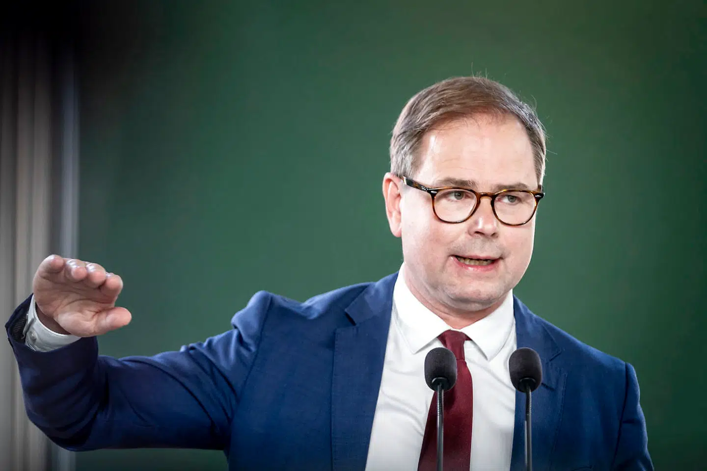 Finansminister Nicolai Wammen holder pressemøde om finanslovforslaget for 2022 samt Økonomisk Redegørelse, i Finansministeriet i København, mandag 30. august 2021. (Foto: Mads Claus Rasmussen/Ritzau Scanpix)