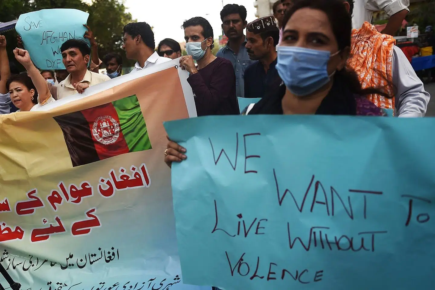 Demonstrationer i Karachi, Pakistan, i dag.