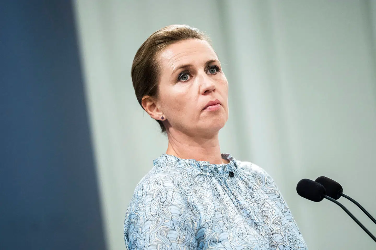 Statsminister Mette Frederiksen på pressemøde i Statsministeriet vedrørende status på coronasituationen i Danmark mandag den 23. august 2021. Tilstede er statsminister Mette Frederiksen, sundhedsminister Magnus Heunicke, direktør i Sundhedsstyrelsen Søren Brostrøm, direktør i Statens Serum Institut Henrik Ullum og formand for ekspertgruppen om en langsigtet strategi for et genåbnet Danmark Torben M. Andersen. (Foto: Martin Sylvest/Ritzau Scanpix)