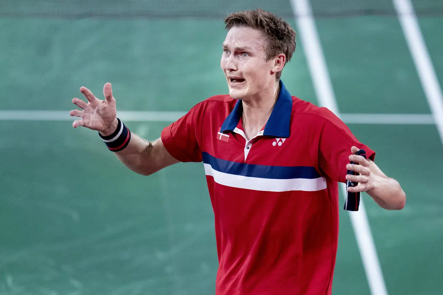 Viktor Axelsen besejrede Chen Long i finalen og vandt guld ved OL i Tokyo. Liselotte Sabroe/Ritzau Scanpix