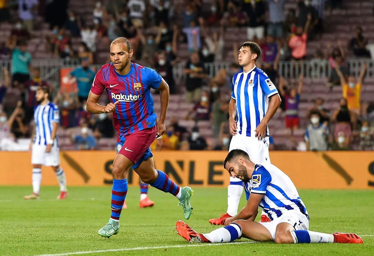 Martin Braithwaite var i hopla i sæsonåbneren mod Real Sociedad.