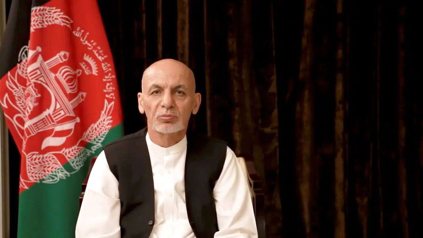Sådan så det ud, da Ashraf Ghani tonede frem i en Facebook-video.
