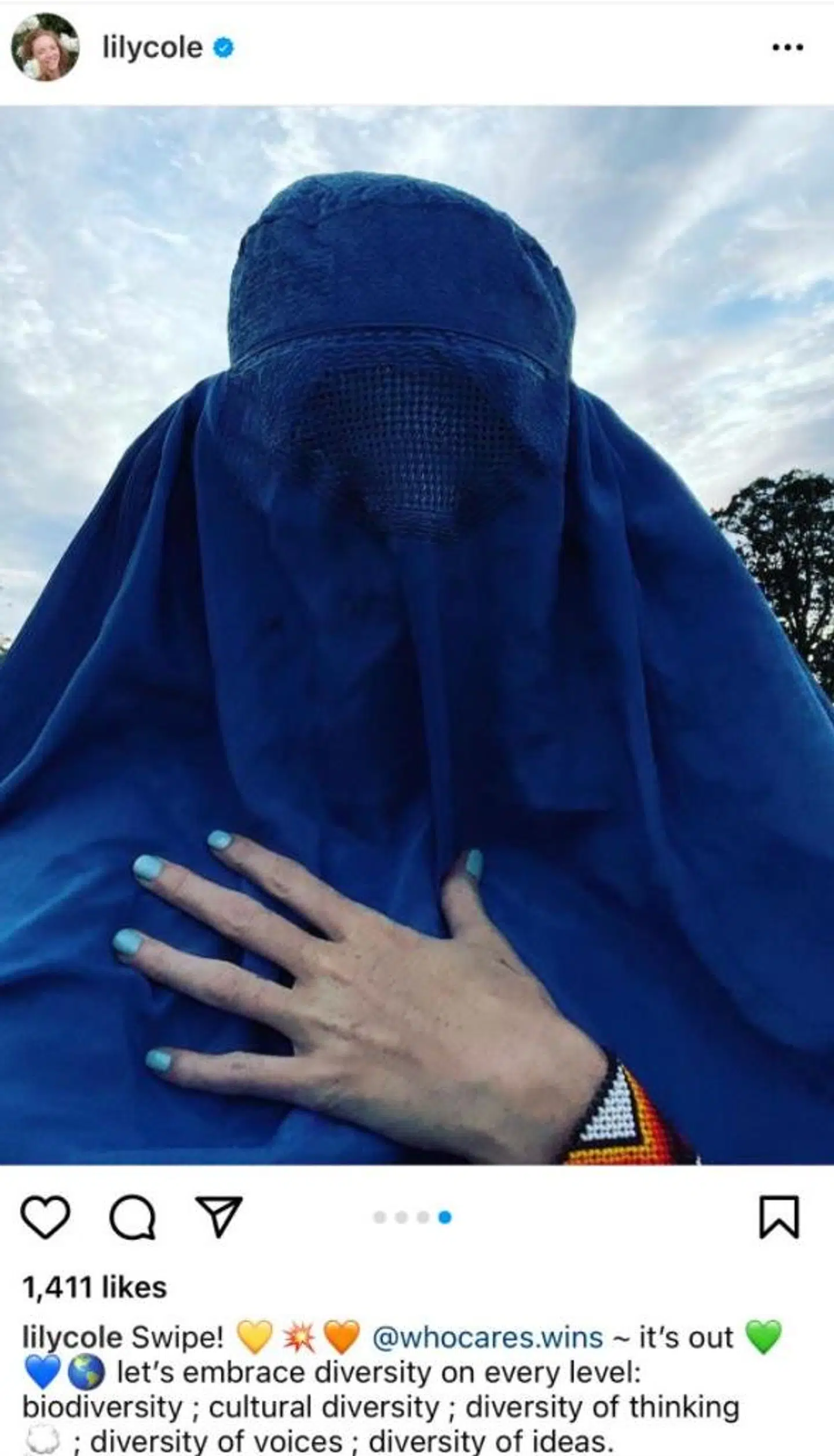 Lily Coles opslag på sociale medier, som hun siden har slettet.