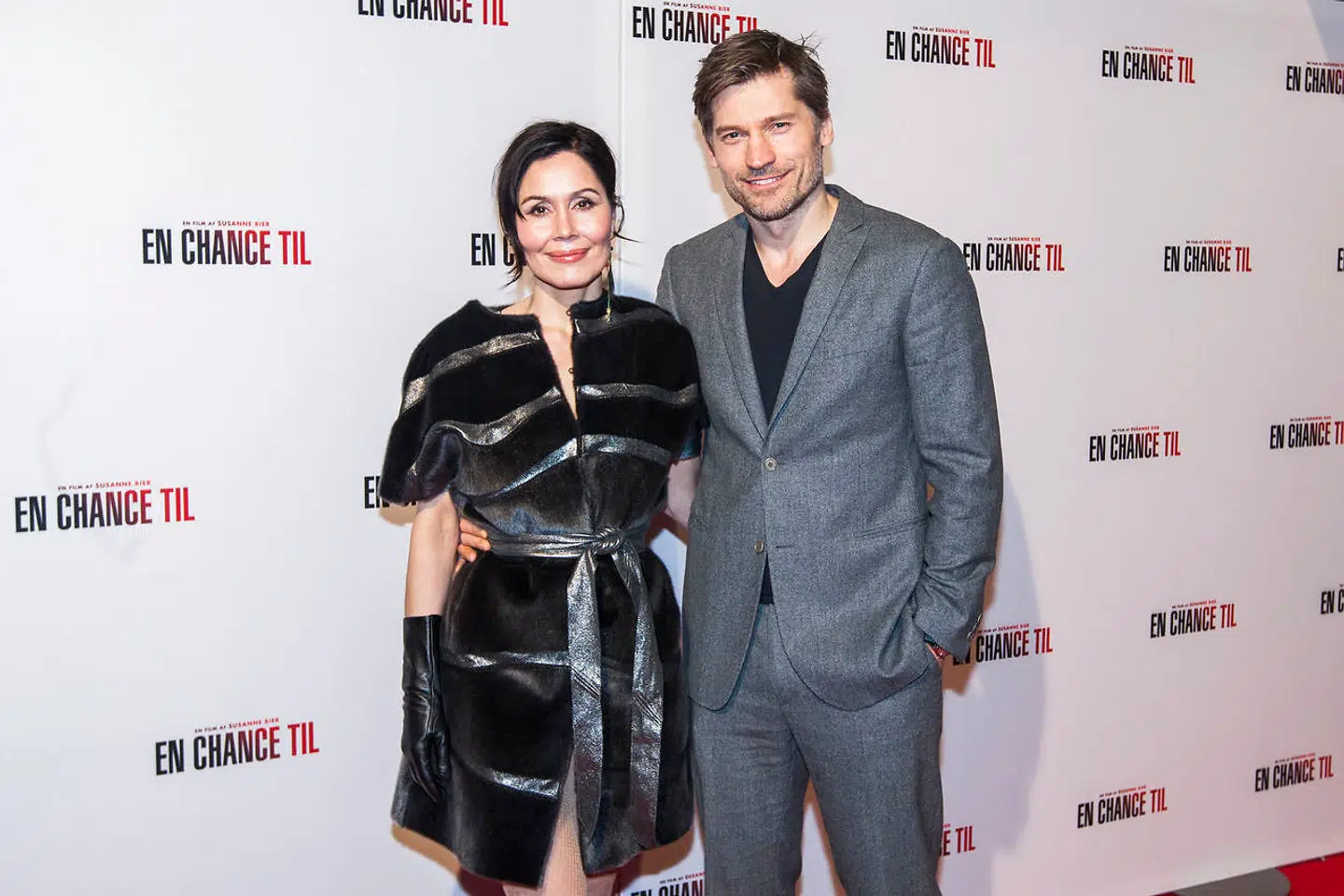 Nikolaj Coster-Waldau er gift med skuespiller Nukaka Coster-Waldau. Her er de sammen ved premieren på filmen 'En chance til' i 2015.