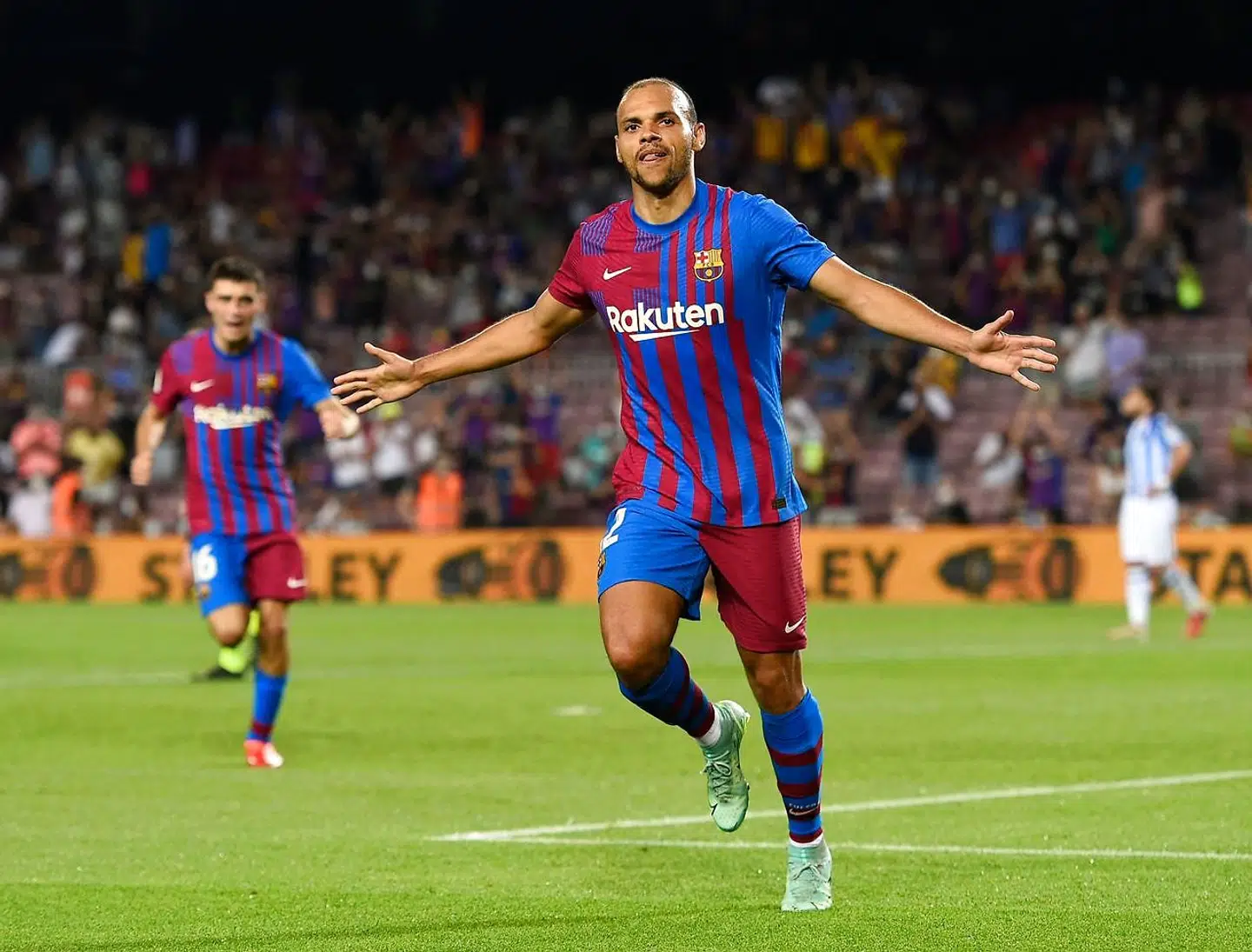 Martin Braithwaite scorede Barcelonas andet og tredje mål i kampen mod Real Sociedad.