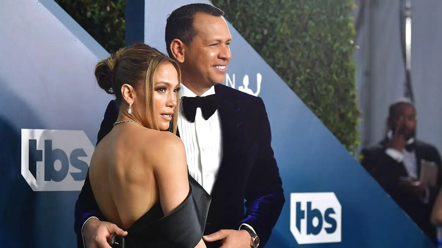 Jennifer Lopez med sin eksforlovede, Alex Rodriguez.