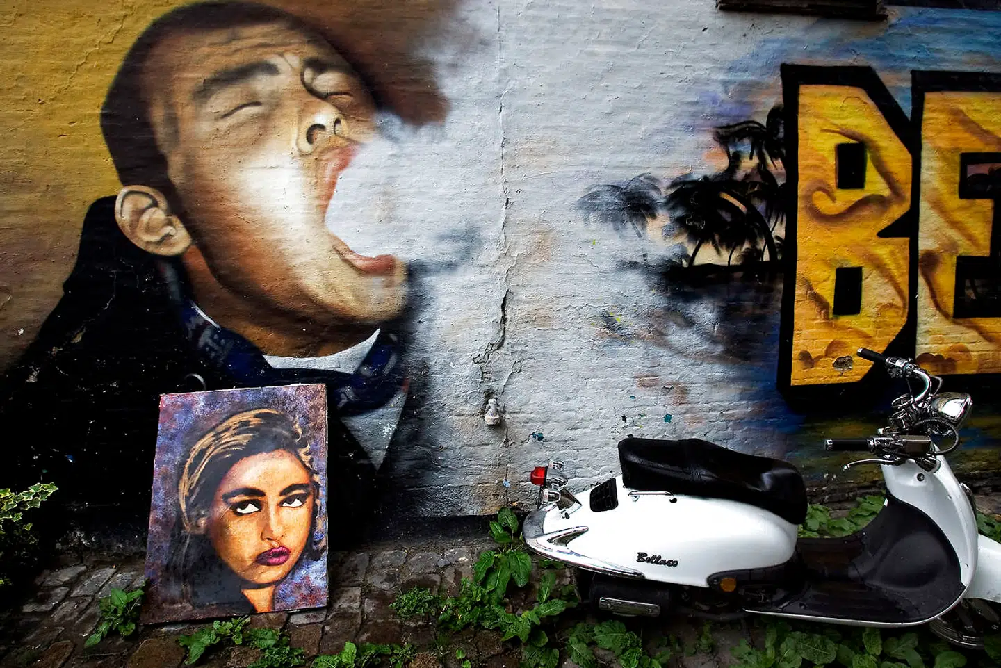 Graffitimaleri til minde om Benjamin Vastrup Armstrong, der blev dræbt i en vådskudsulykke i Pusher Street på Christiania.