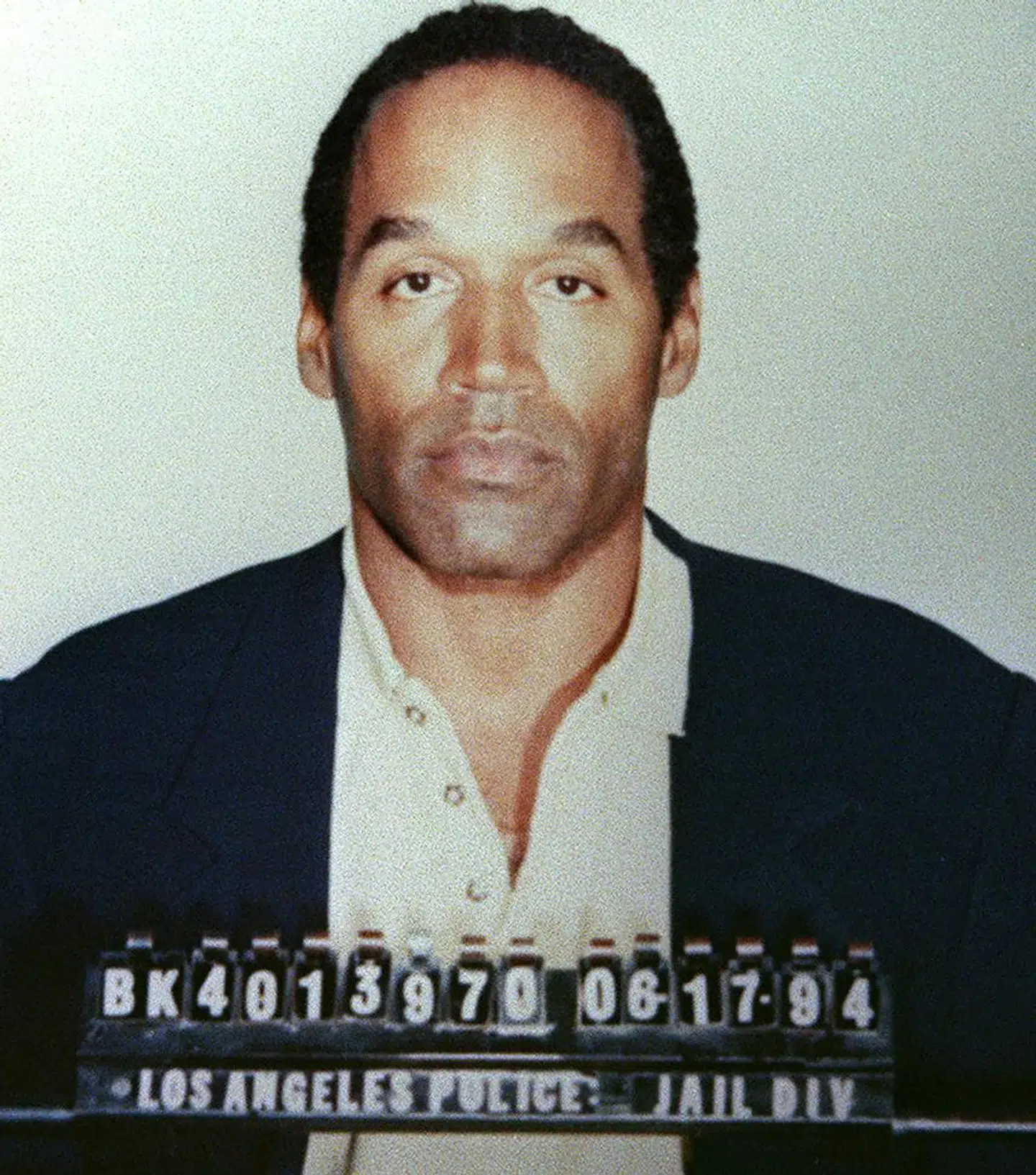 O.J. Simpson politifoto, fra da han blev anholdt for drabene.