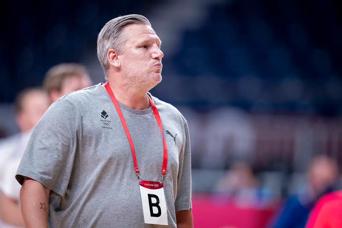 Landstræner Nikolaj Jacobsen under finalen mellem Danmark-Frankrig ved OL i Tokyo, lørdag den 7 august 2021.. (Foto: Liselotte Sabroe/Ritzau Scanpix)