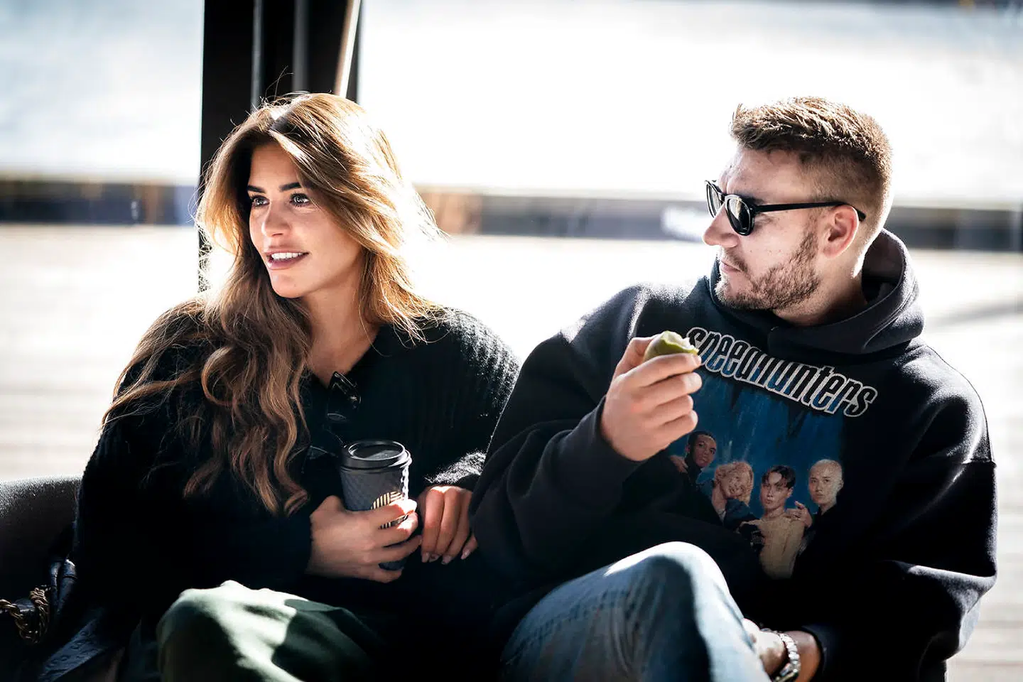 Nicklas Bendtner og Philine Roepstorff, da de skulle præsentere den nye serie 'Bendtner & Philine', som følger parret.